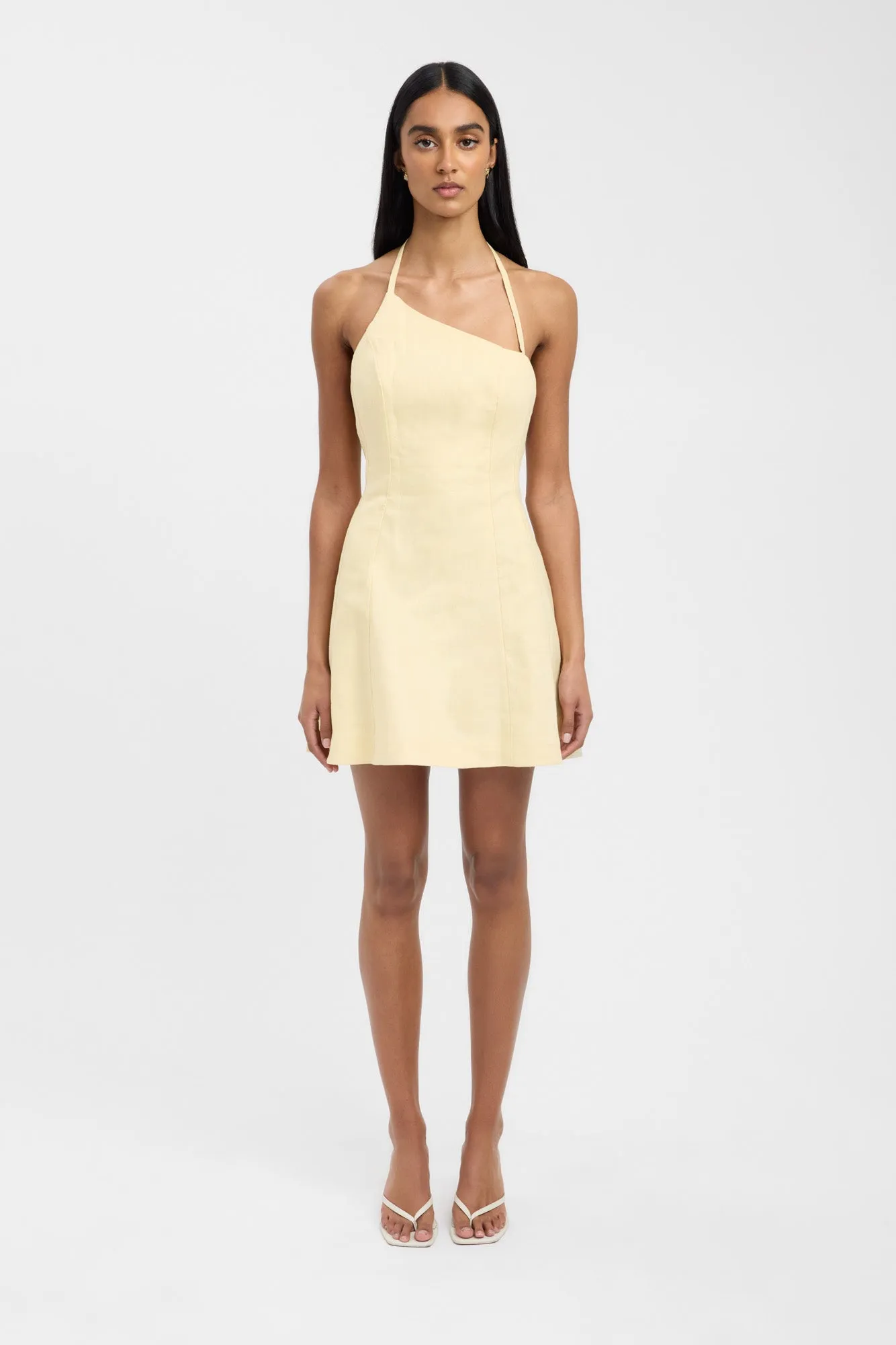 Sleek Comfort Edge Detail Palm One Shoulder Mini Dress