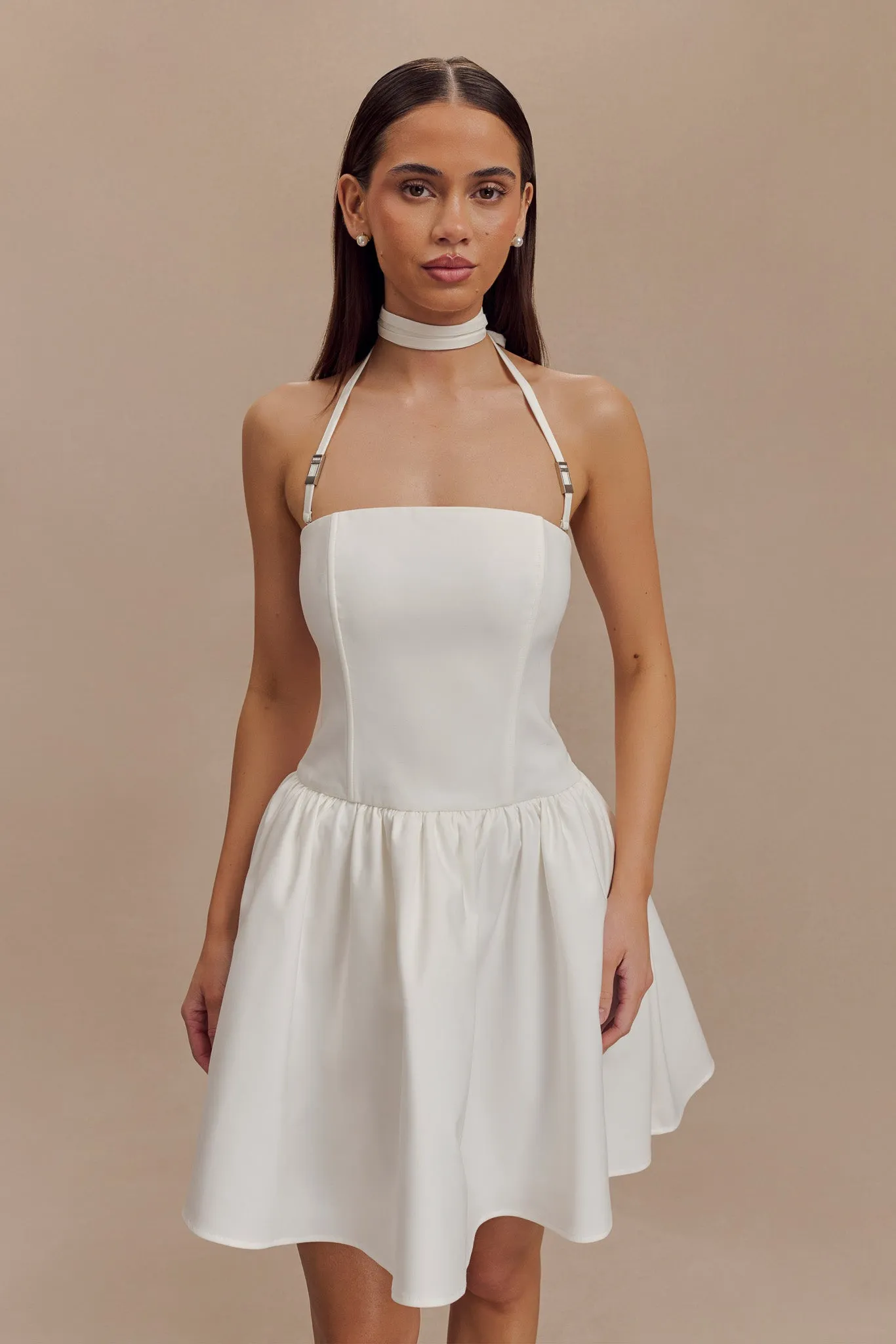 Gentle Fit Ruby Halter Mini Dress - White