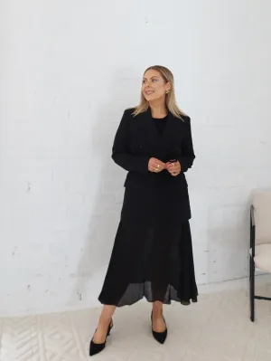 Tassel accents Inverted Pleats Khiani Skirt - Black