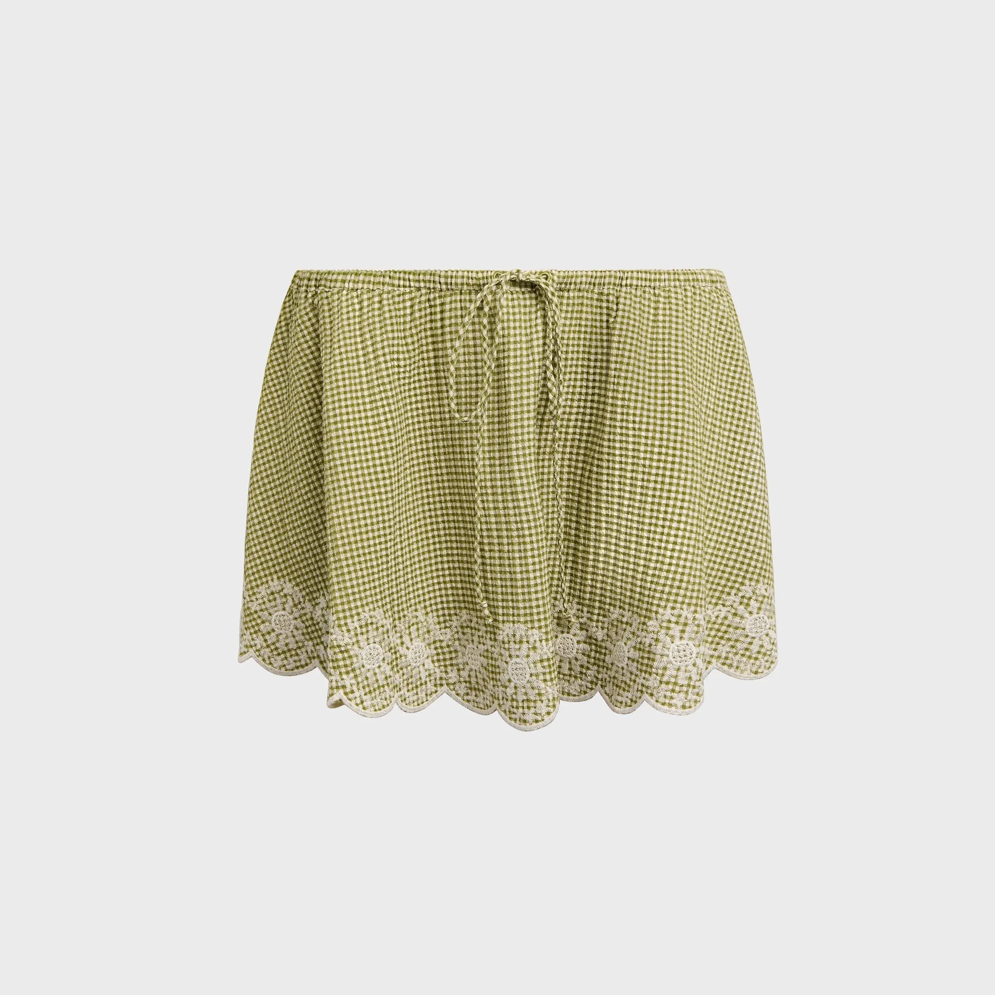 Cool Details Neat Finish GUIZIO Maelle Gingham Mini Skirt - Green