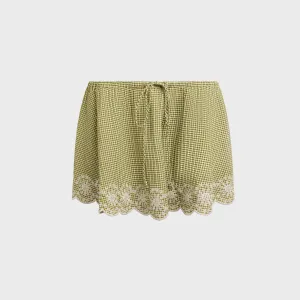 Road Trip Shopping Trip GUIZIO Maelle Gingham Mini Skirt - Green
