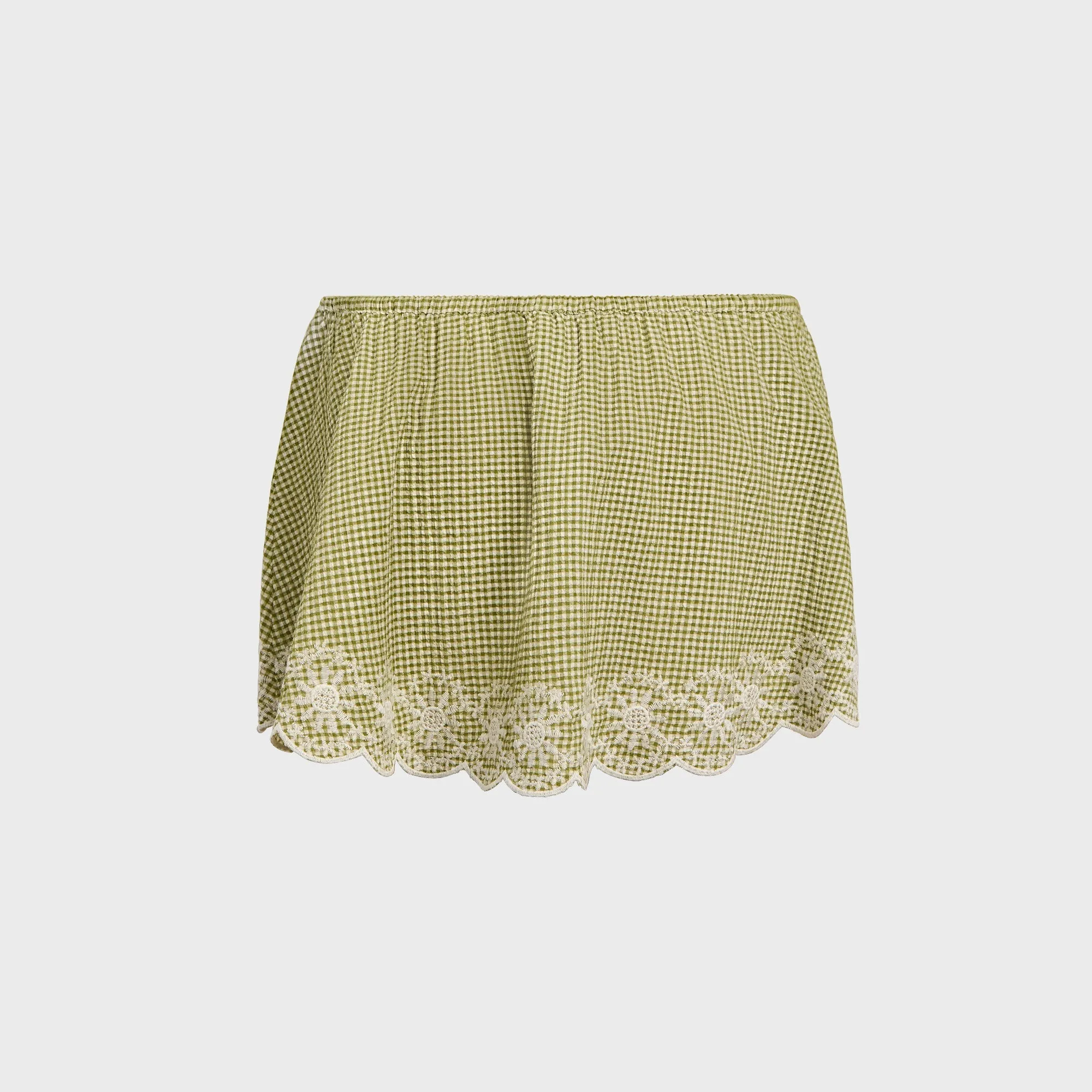 GUIZIO Maelle Gingham Mini Skirt - Green Stretch Comfort Red Carpet Look