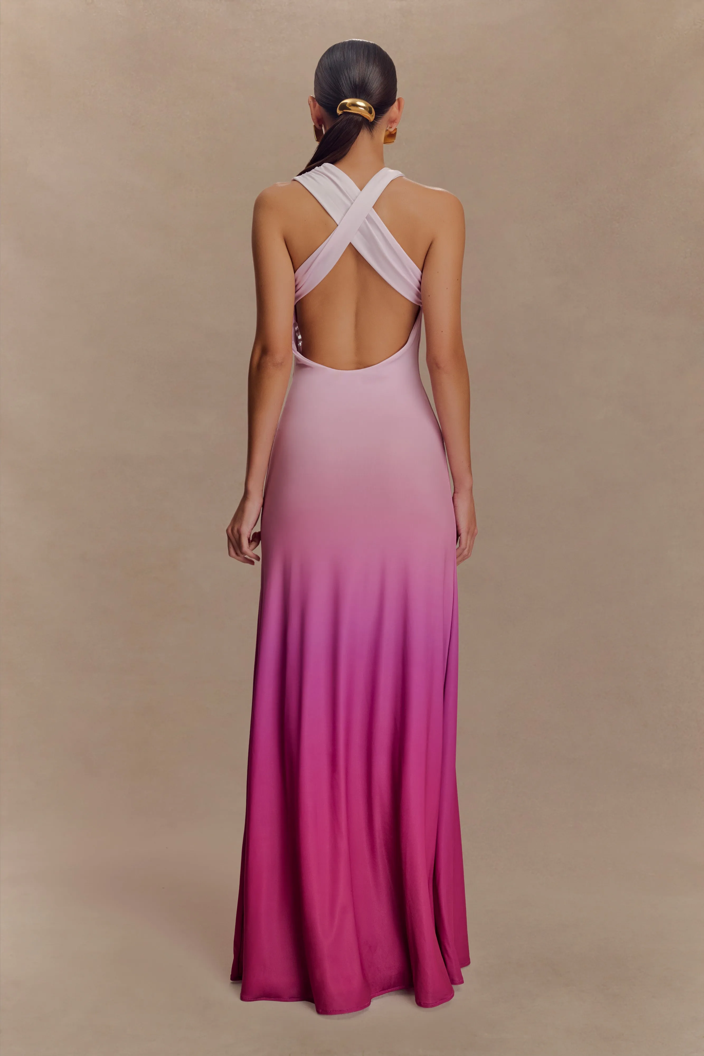 Marlee Asymmetrical Slinky Maxi Dress - Ombre Pink Pure Fabric Versatile Comfort