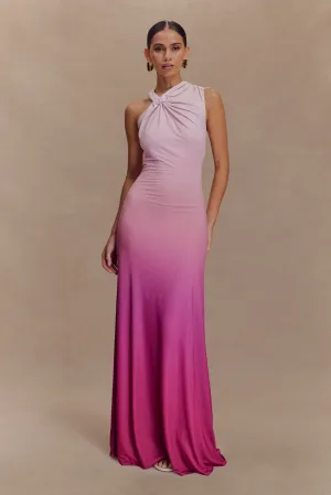 Marlee Asymmetrical Slinky Maxi Dress - Ombre Pink Abrasion-resistant