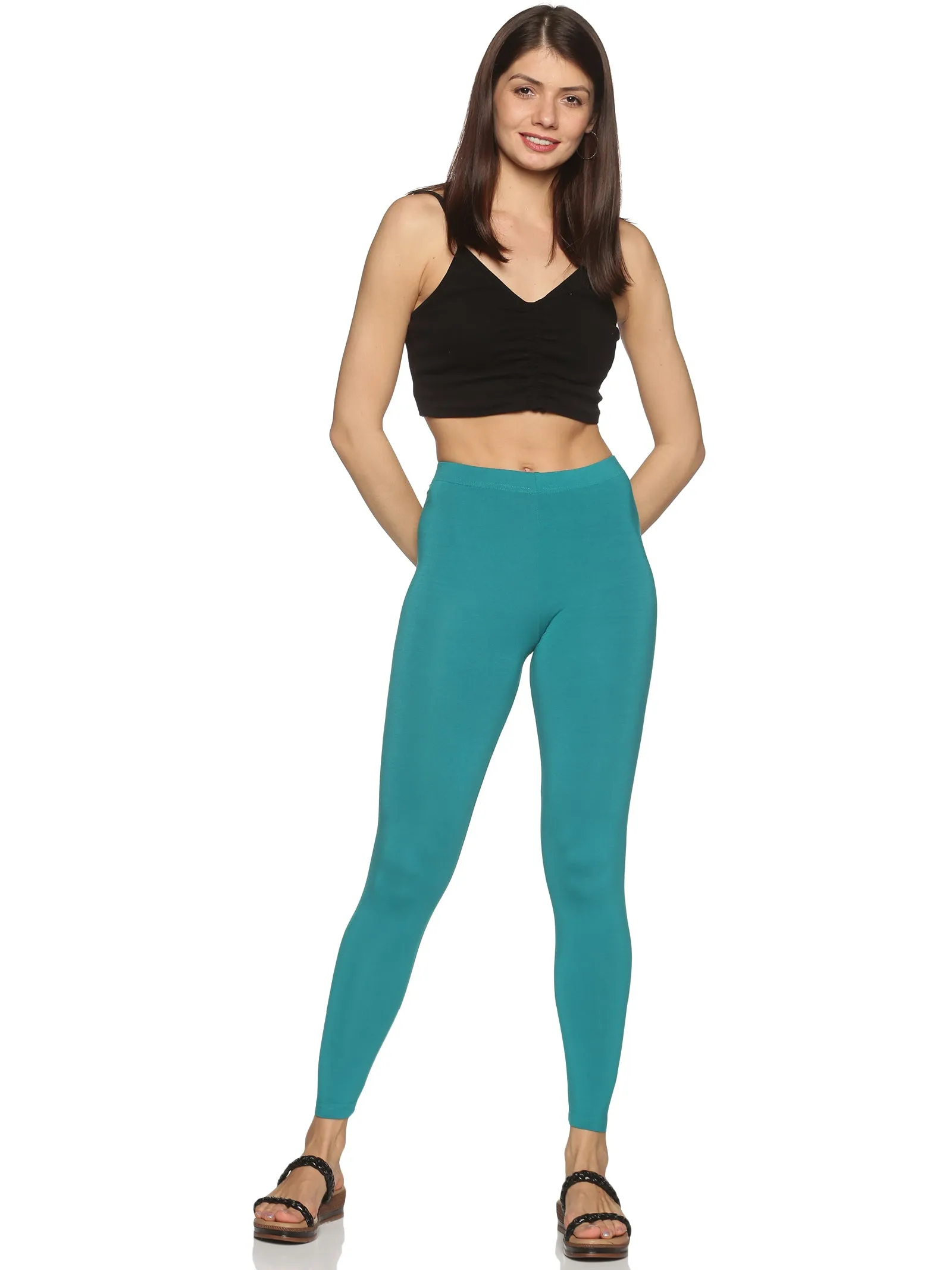 Mesh Panel Park Run Peacock Green ankle