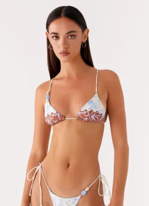 Wide Shoulder Straps Ryland Bead Bikini Top - Bloom Wave Print