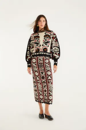 Stripes Winter Tapestry Knit Skirt Non Restrictive Fit Reinforced Hems