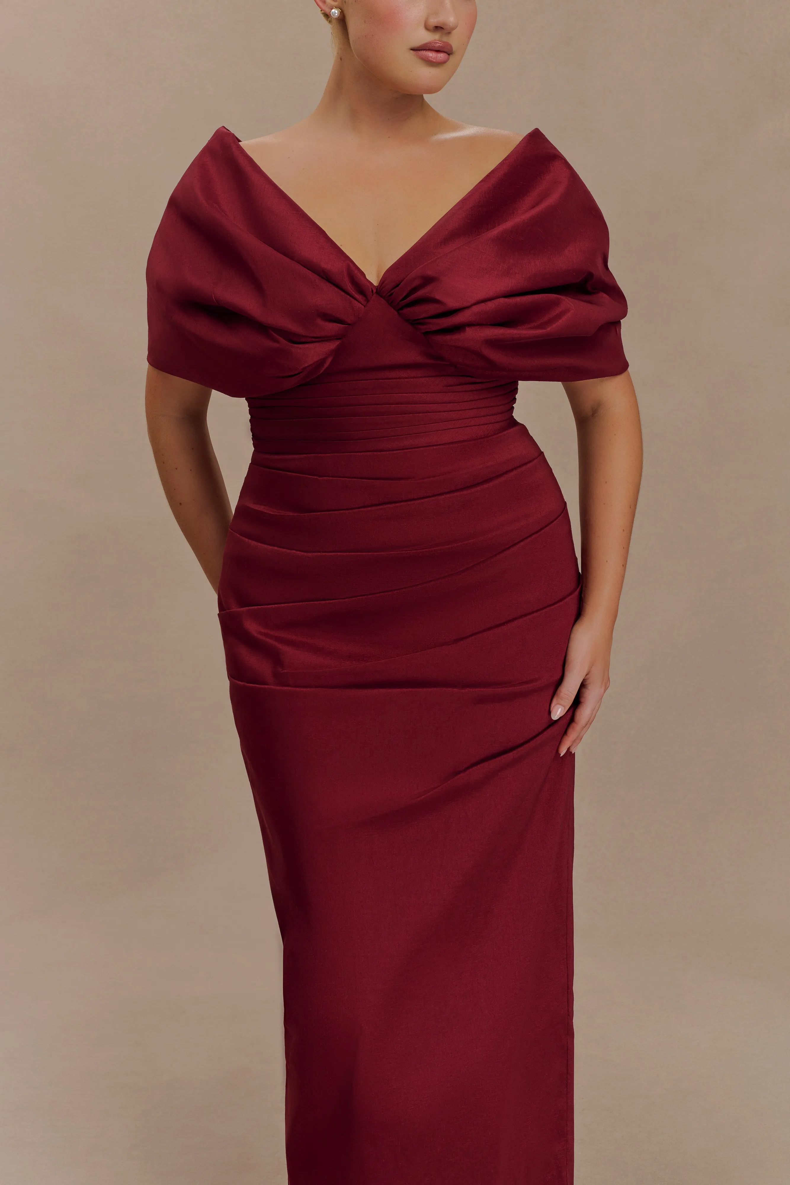 Thelma Bardot Maxi Dress - Wine City Friendly