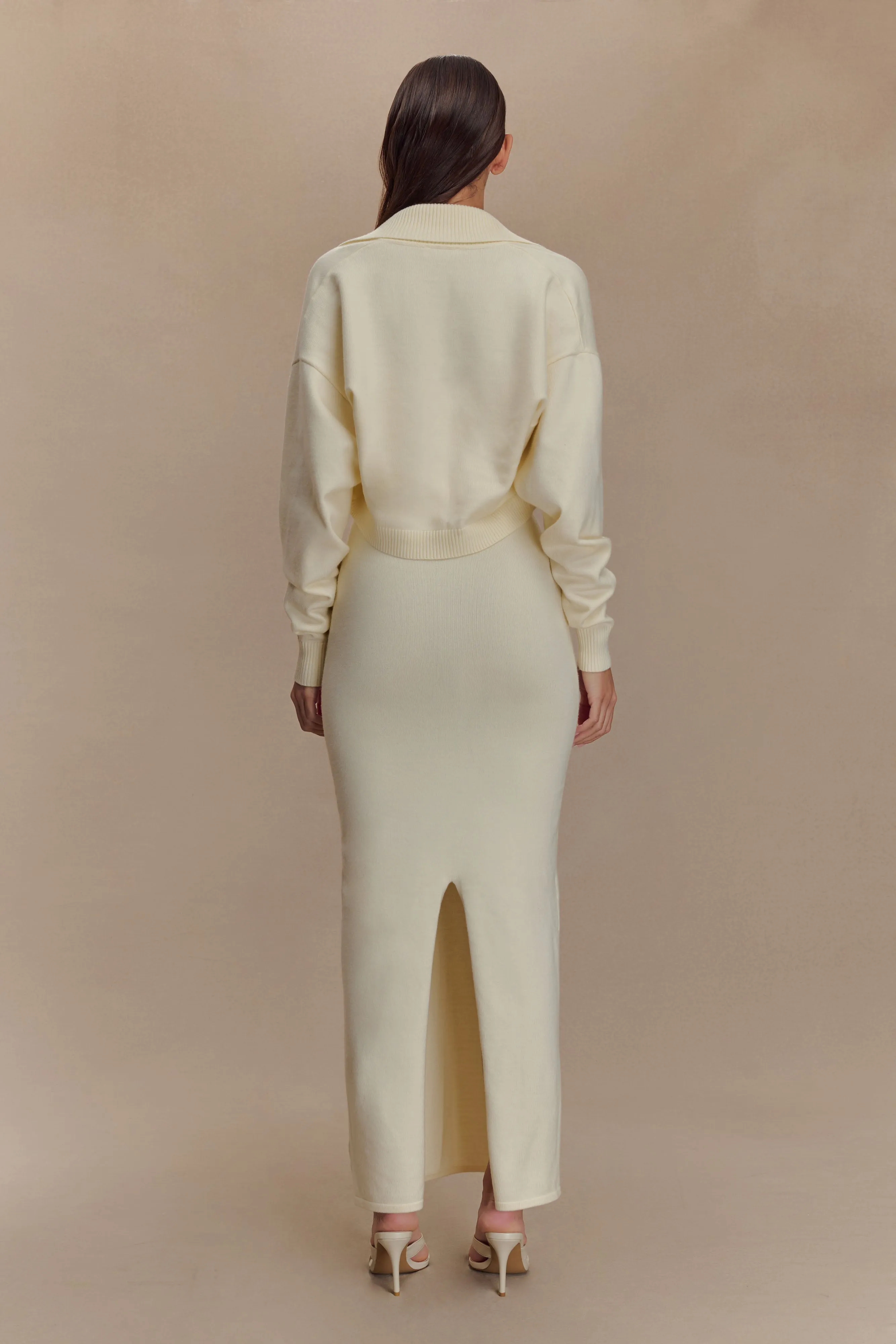 Kingston Knit Maxi Dress - Ivory Wide Hemline