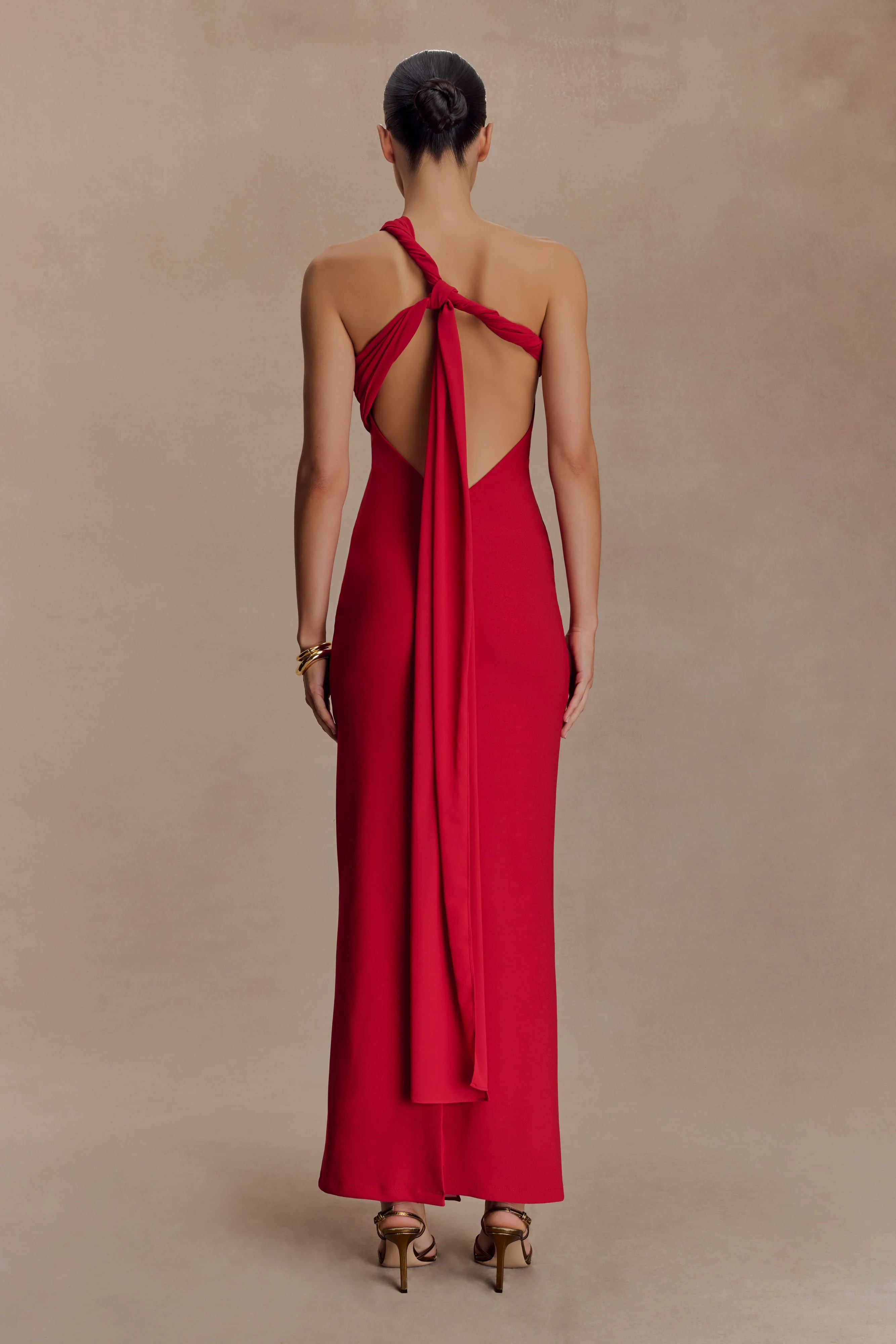 Philippa Knotted Crepe Maxi Dress - Ruby Transitional-Wear