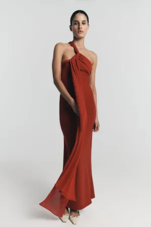 Philippa Knotted Crepe Maxi Dress - Ruby Chill Base