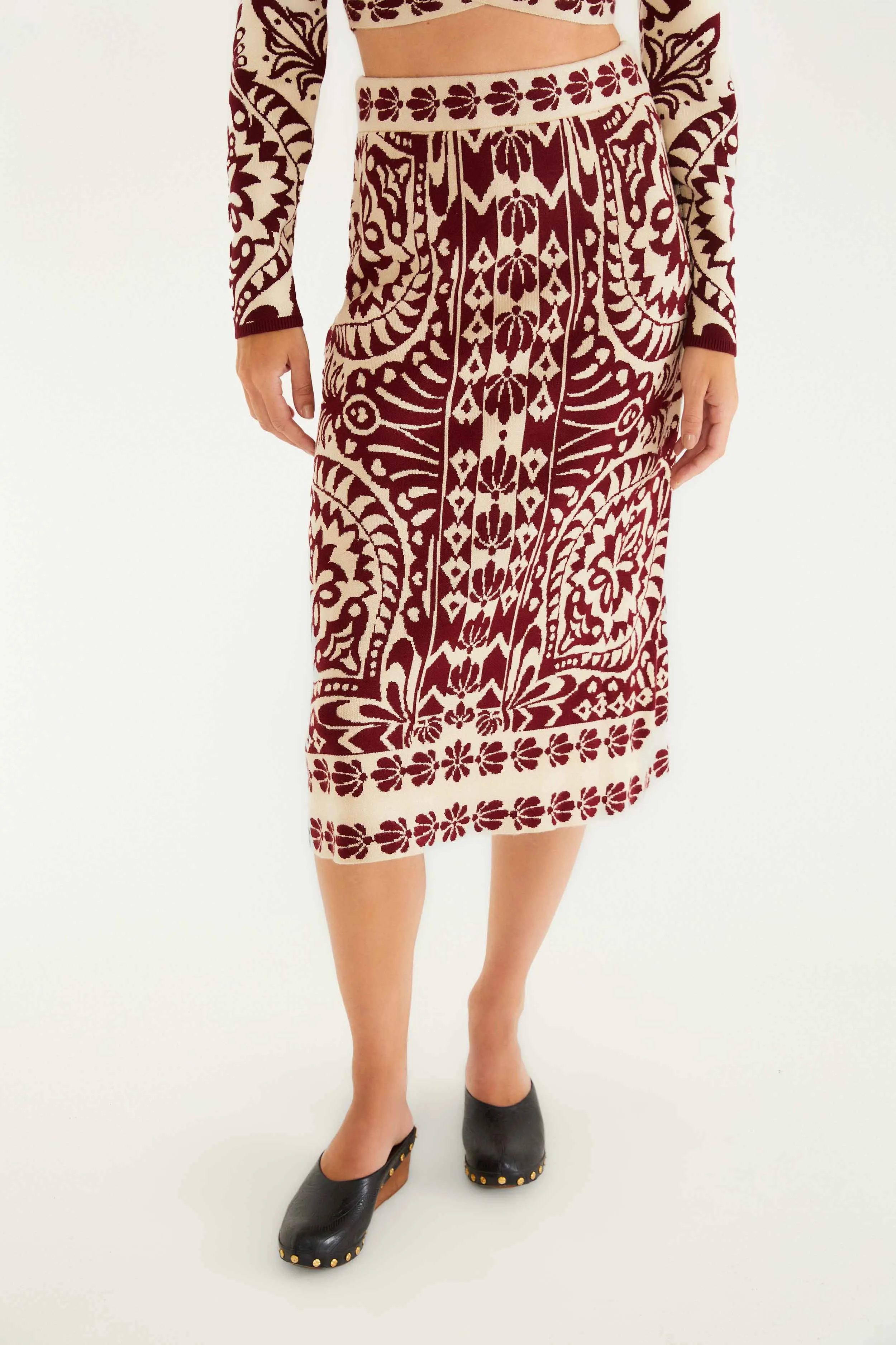 Mood Outfitboard Innovative Fabric Pineapple Love Knit Midi Skirt