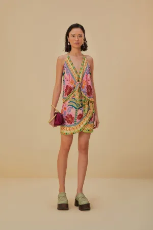 Pink Fruits Queen Scarf Lenzing? Ecovero? Viscose Mini Skirt Vibe Shot Easy Fit