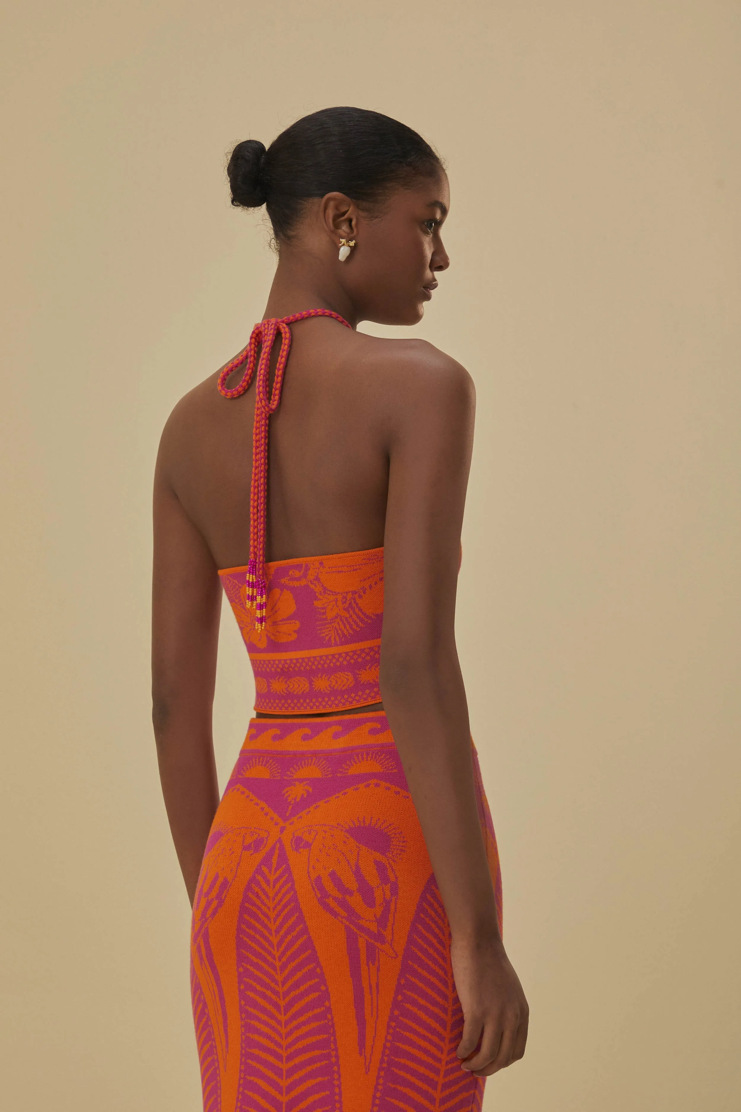 AdjustableWaist Pink Macaw Elegance Knit Top