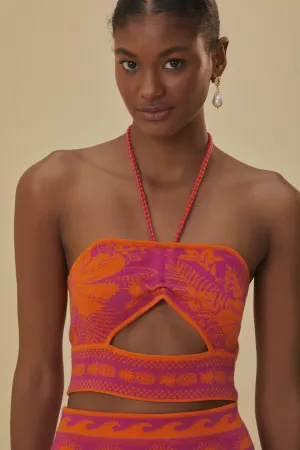 EcoFriendlyProduction Street Wear Pink Macaw Elegance Knit Top