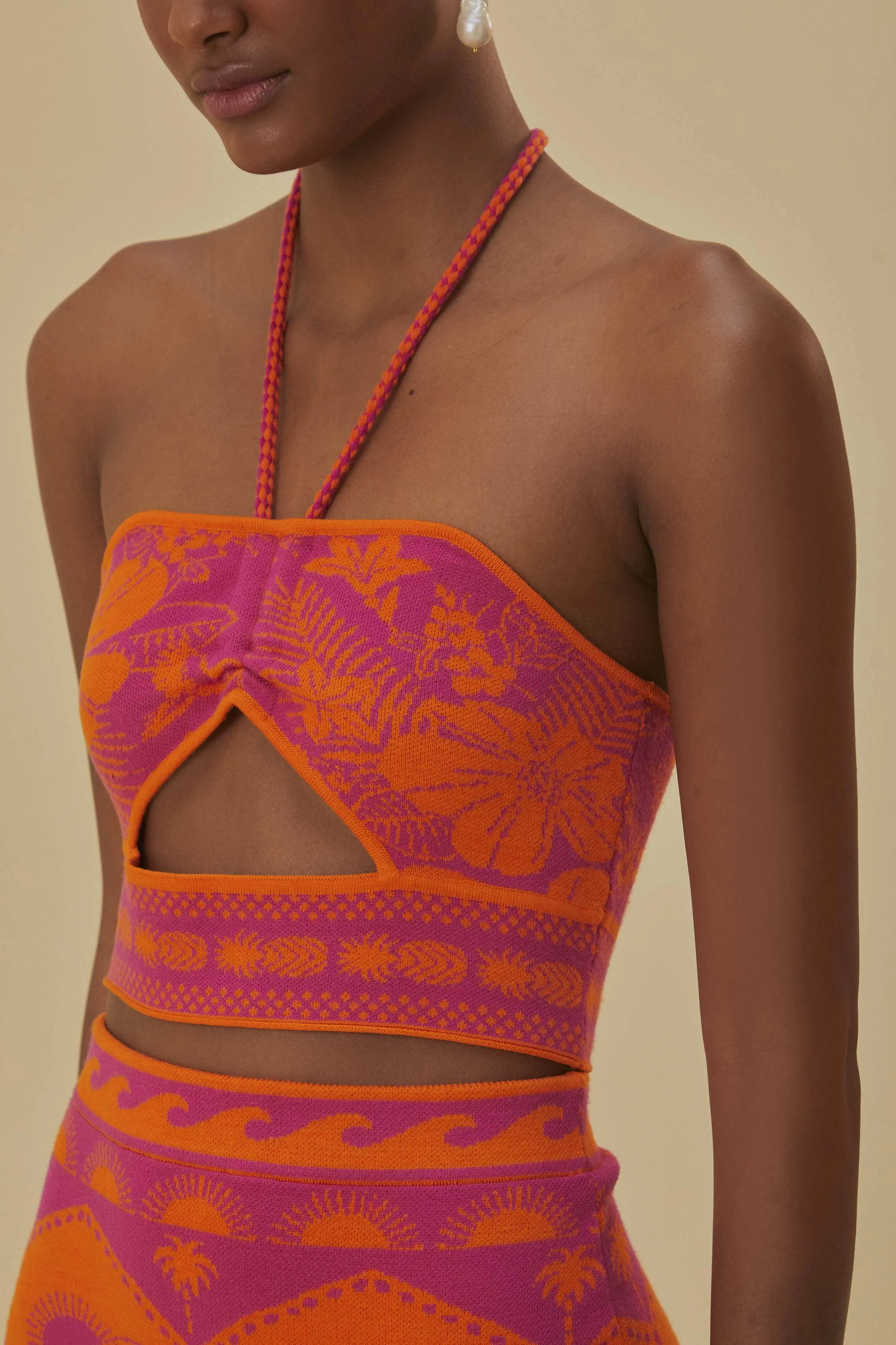 Ocean Air Pink Macaw Elegance Knit Top