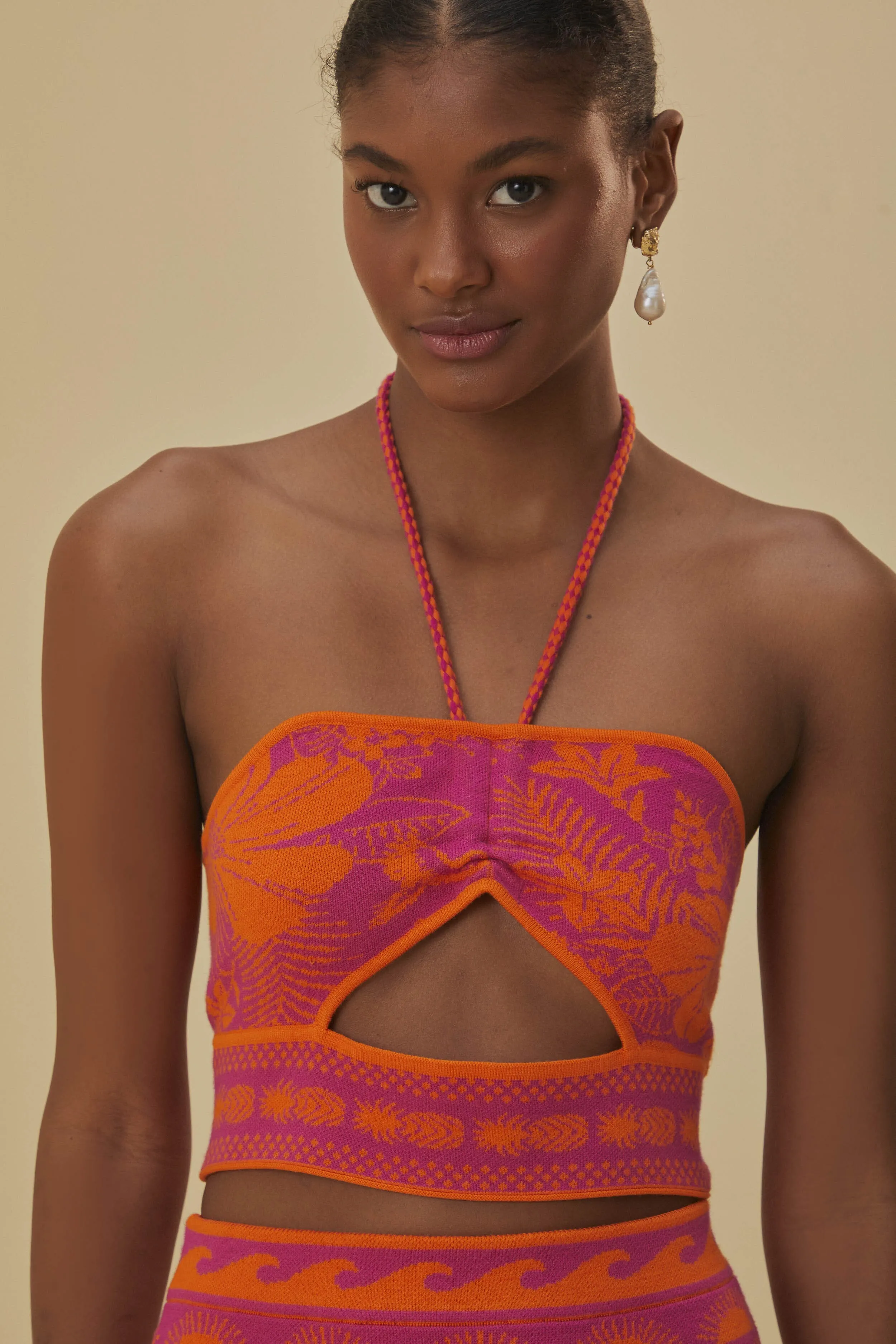 EcoFriendlyProduction Street Wear Pink Macaw Elegance Knit Top