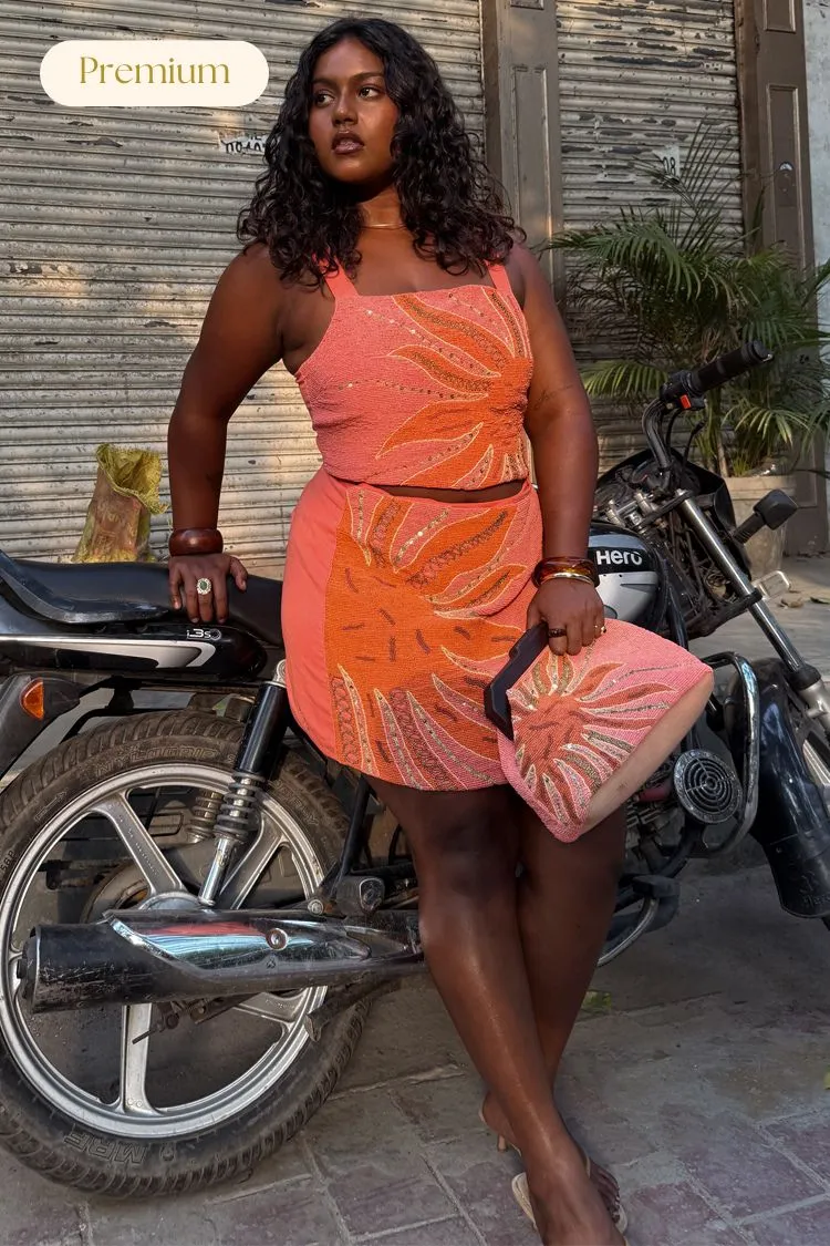 Outfit Focus Pink Sol Beaded Wrap Skirt