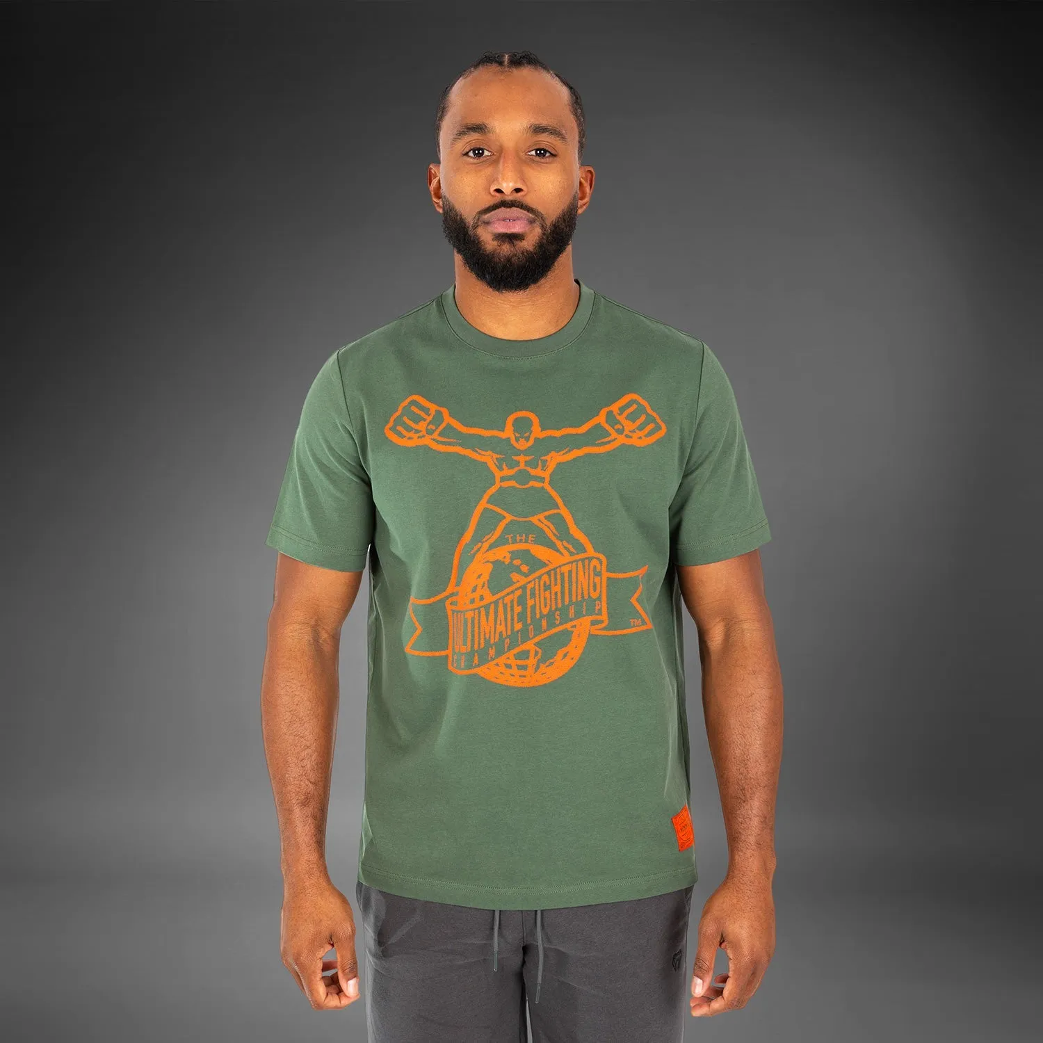 UFC by Venum Ulti-Man T-Shirt - Khaki/Orange Classic Layer Cozy Fit Wear