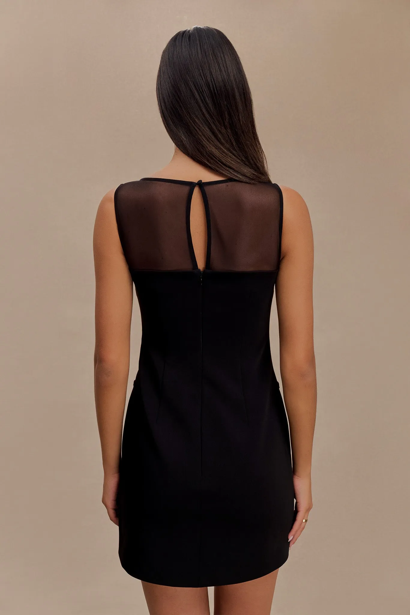 Posie Suiting Belted Mini Dress - Black Resort Outfit Adjustable-Length