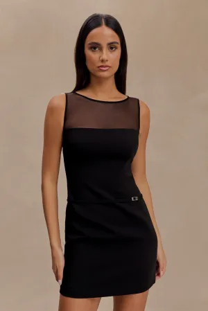 Quiet Glow Posie Suiting Belted Mini Dress - Black