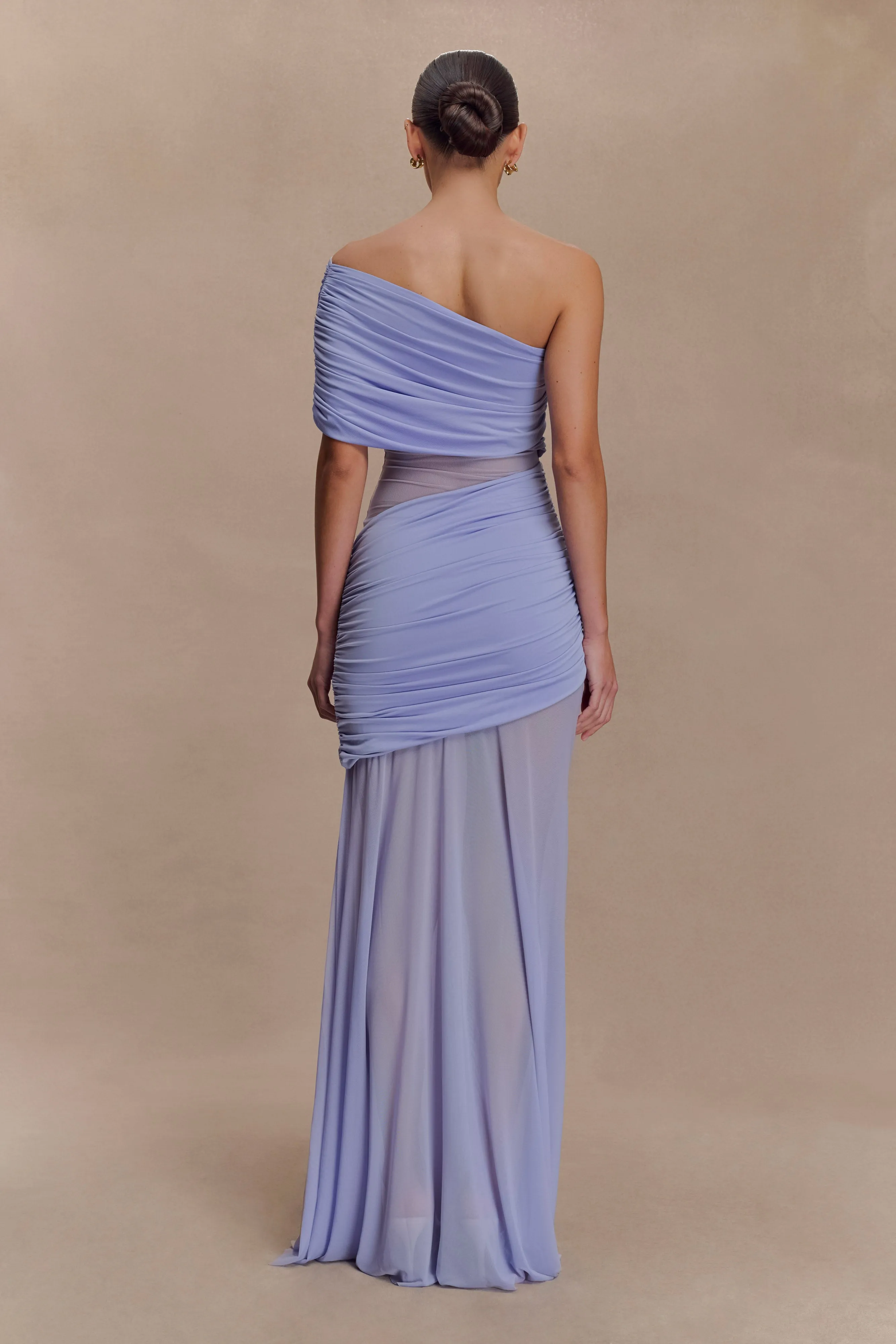 Dallas One Shoulder Mesh Maxi Dress - Lavender Spring Vibe Harmonious Layers