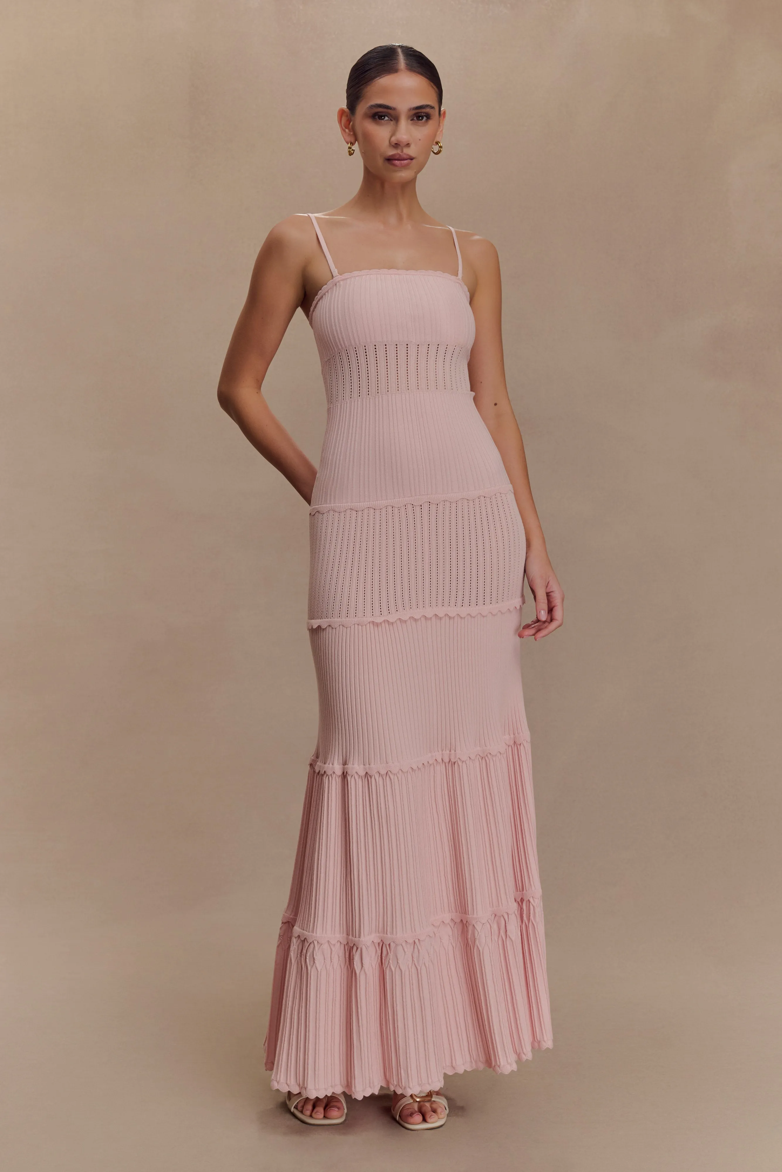 AntiPillTreatment Striped-Pattern Finley Pointelle Knit Maxi Dress - Baby Pink