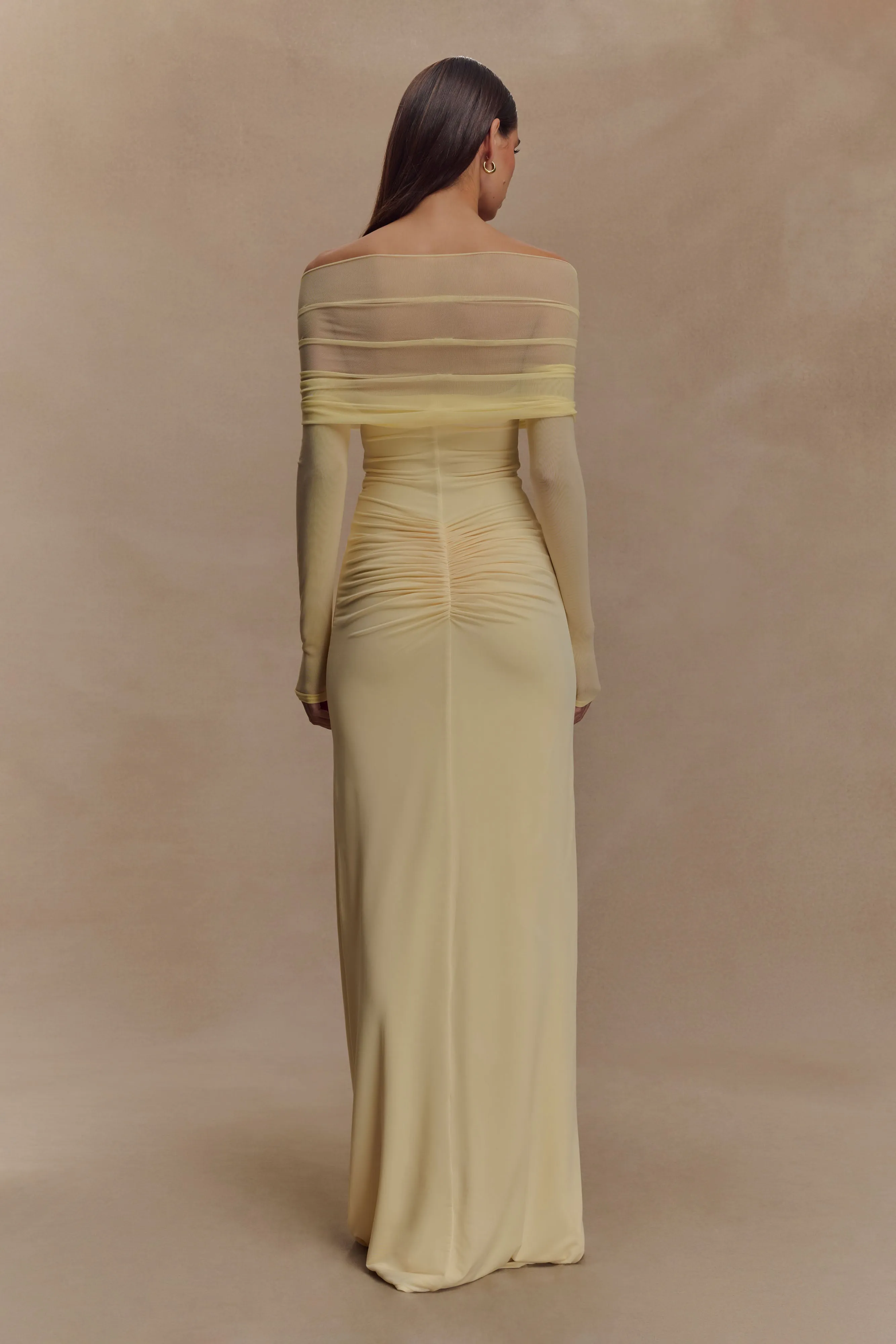 Rafaella Slinky And Mesh Maxi Dress - Lemon Minimal Aesthetic