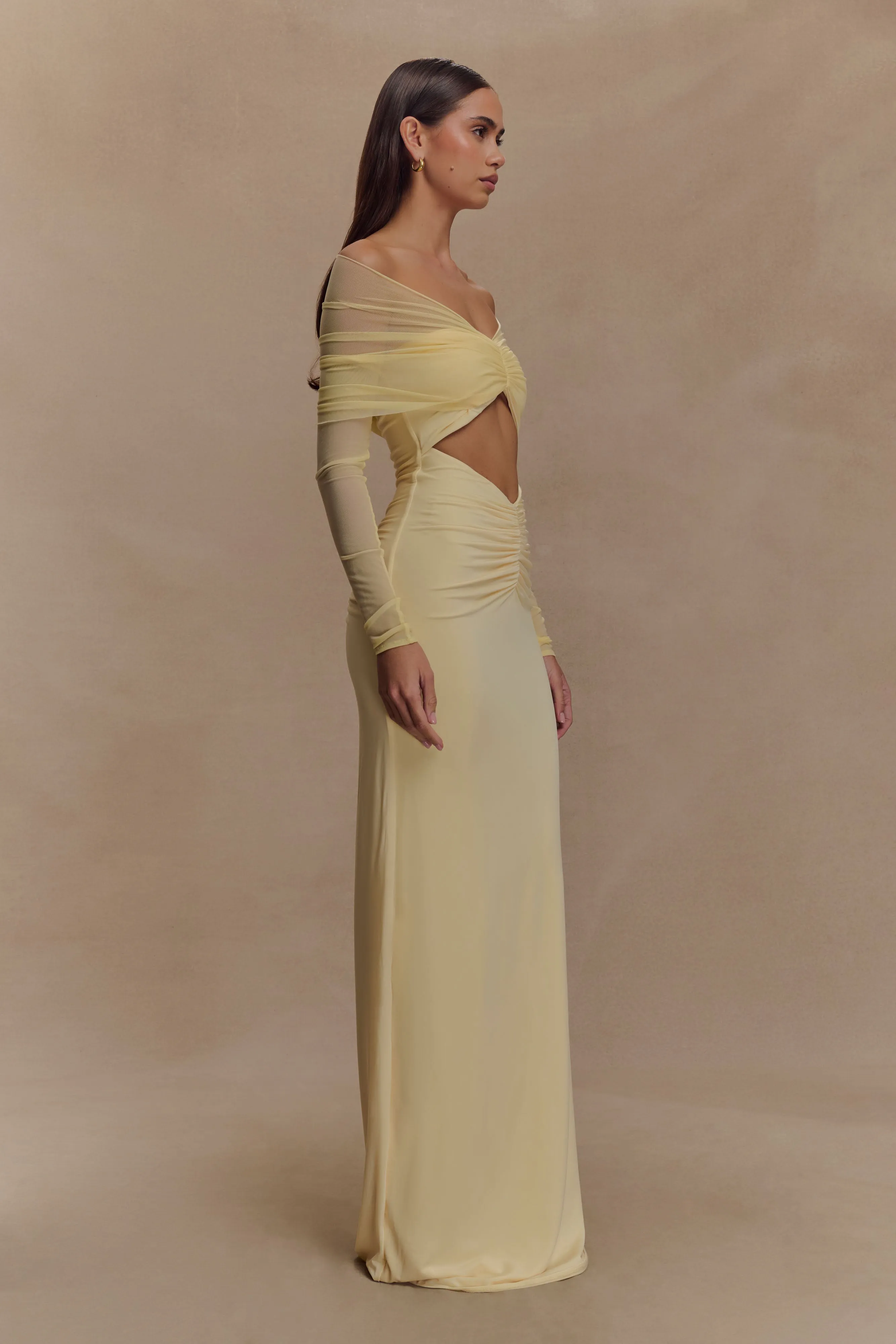 Rafaella Slinky And Mesh Maxi Dress - Lemon Subtle Touch Flexible Fit