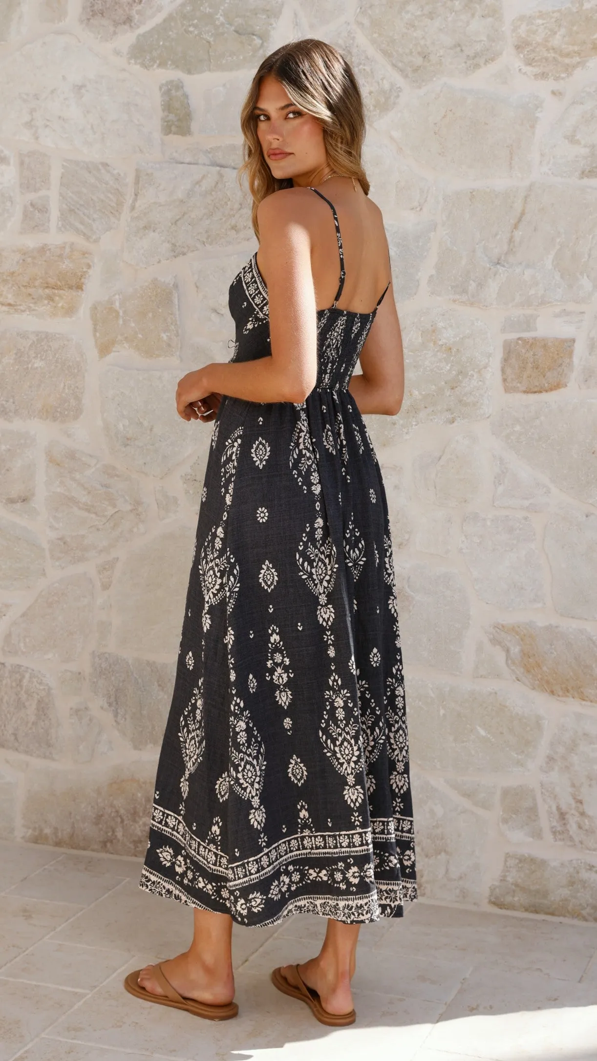 Samara Maxi Dress - Black/Cream Color Pop