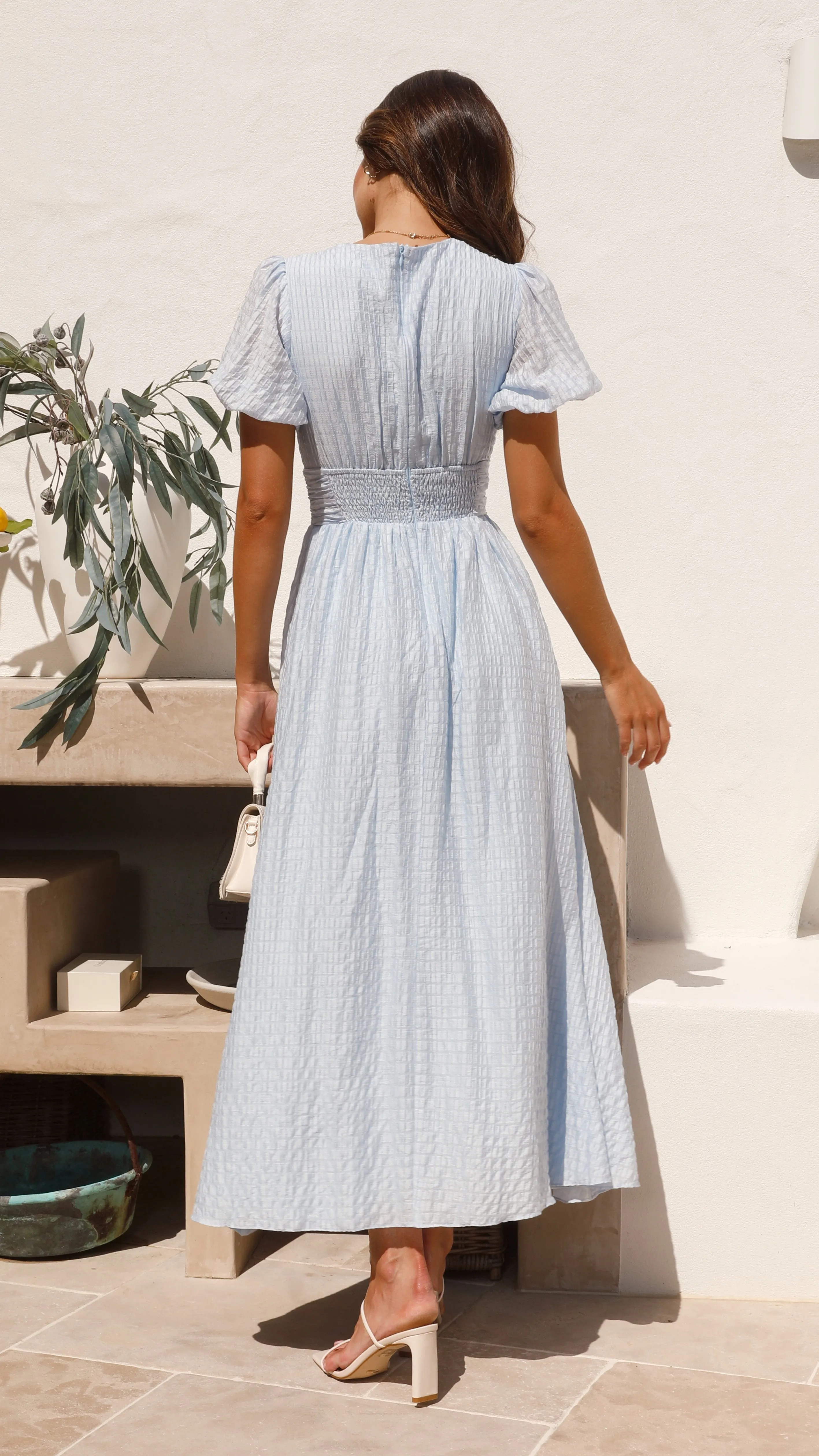 Vintage feel Playful Twist Faiz Maxi Dress - Light Blue