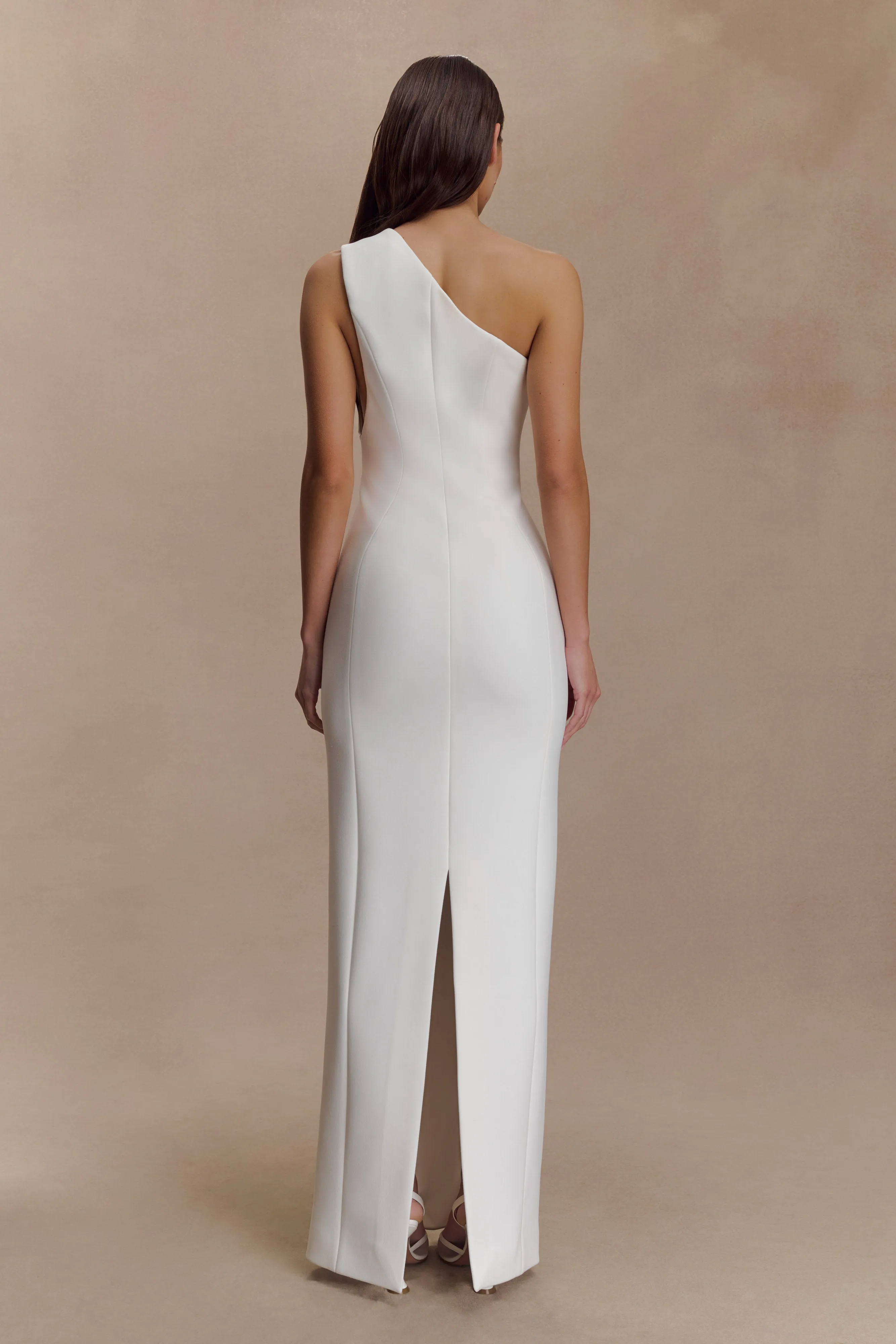 Milena One Shoulder Crepe Maxi Dress - White Versatile Piece