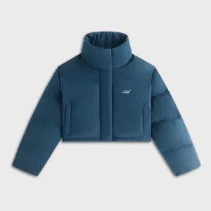 Kith Women Shae Tinted Denim Cropped Puffer - Luka Wash Laser Cut Vents