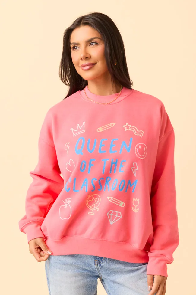 Queen Of The Classroom Light Red Graphic Sweatshirt Unique Graduation wear