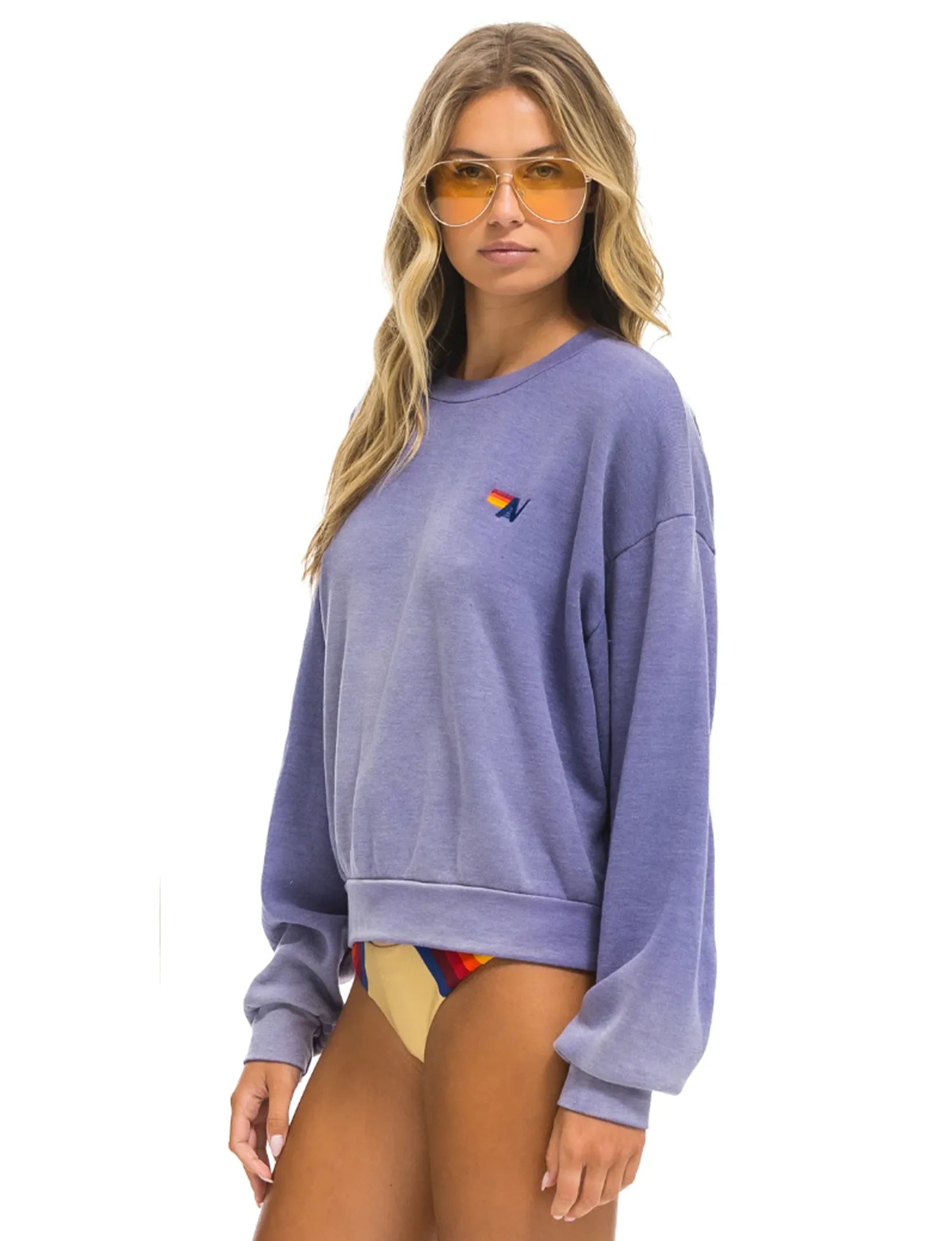 logoed Classic Relaxed Relaxed Essential Crew Sweatshirt, Faded Grape
