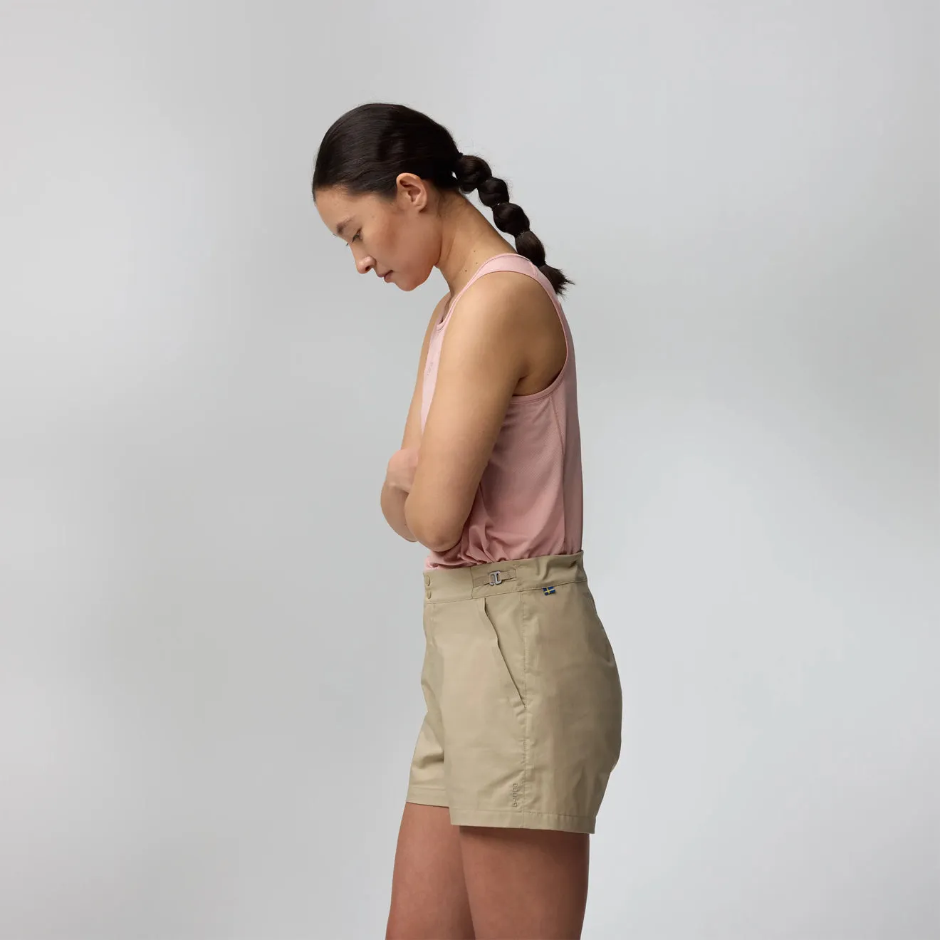 Fjallraven Womens Abisko Hike Shorts Fossil checkered pattern present for her