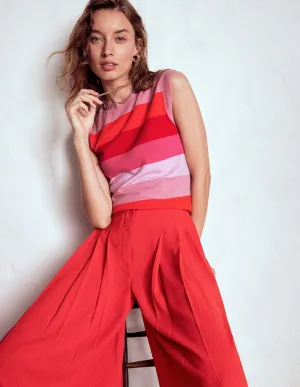 Chill Friendly MultiDirectional Stretch Eva Cashmere Tank-Pink/ Orange Stripe