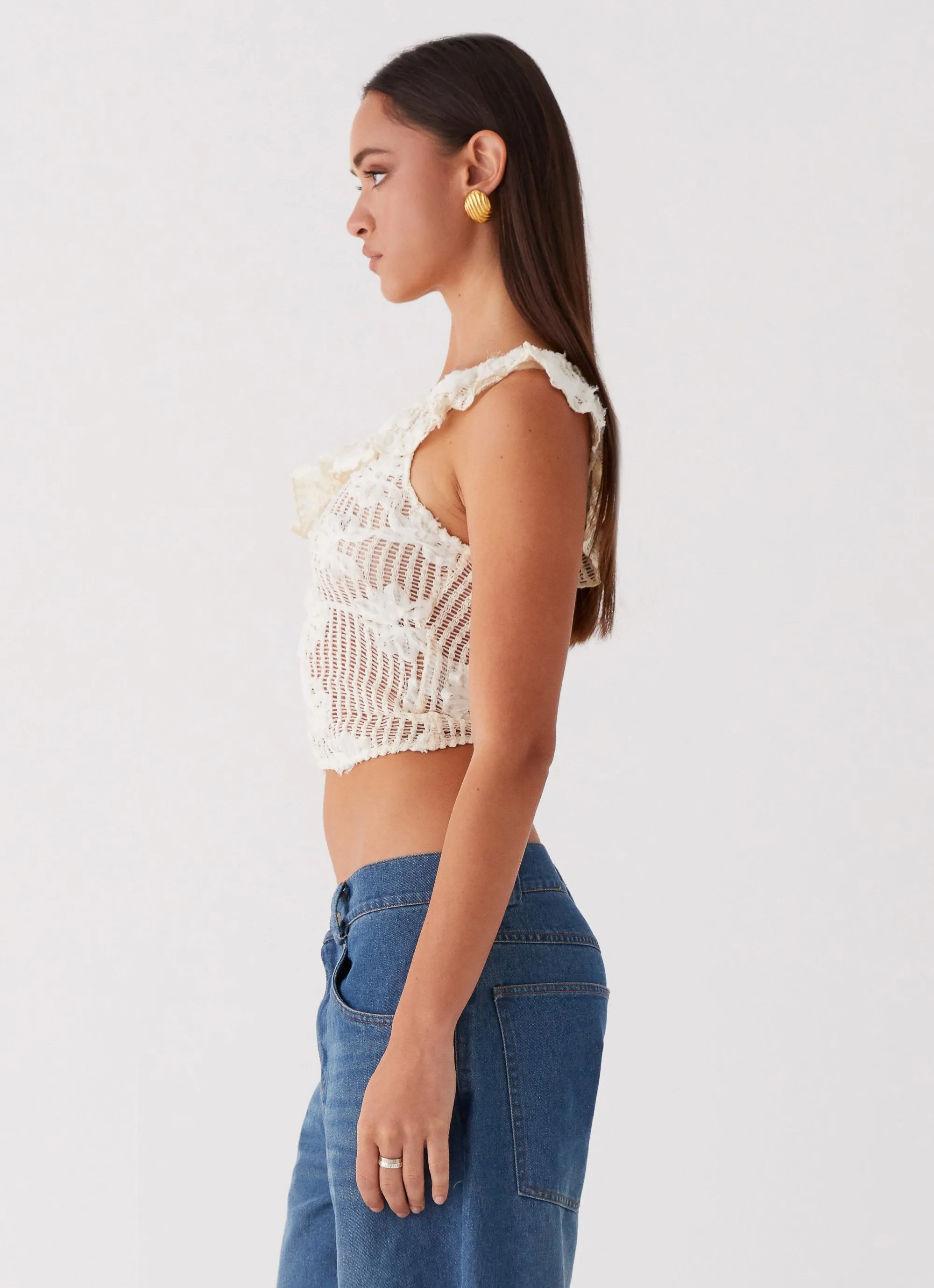 Juilette One Shoulder Top - Ivory Drop Shoulder Design
