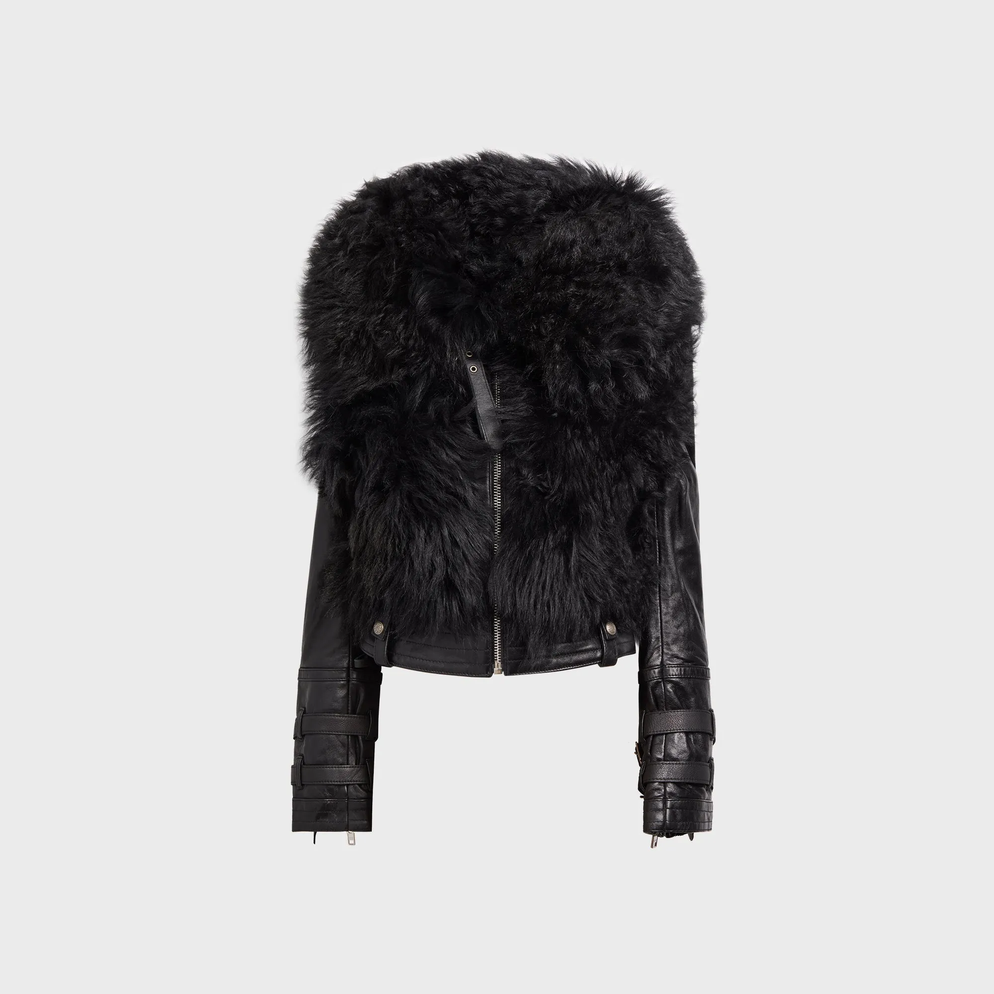 Long Lasting Shape Retention Clean Street Look R13 Furry Shrunken Jacket - Black