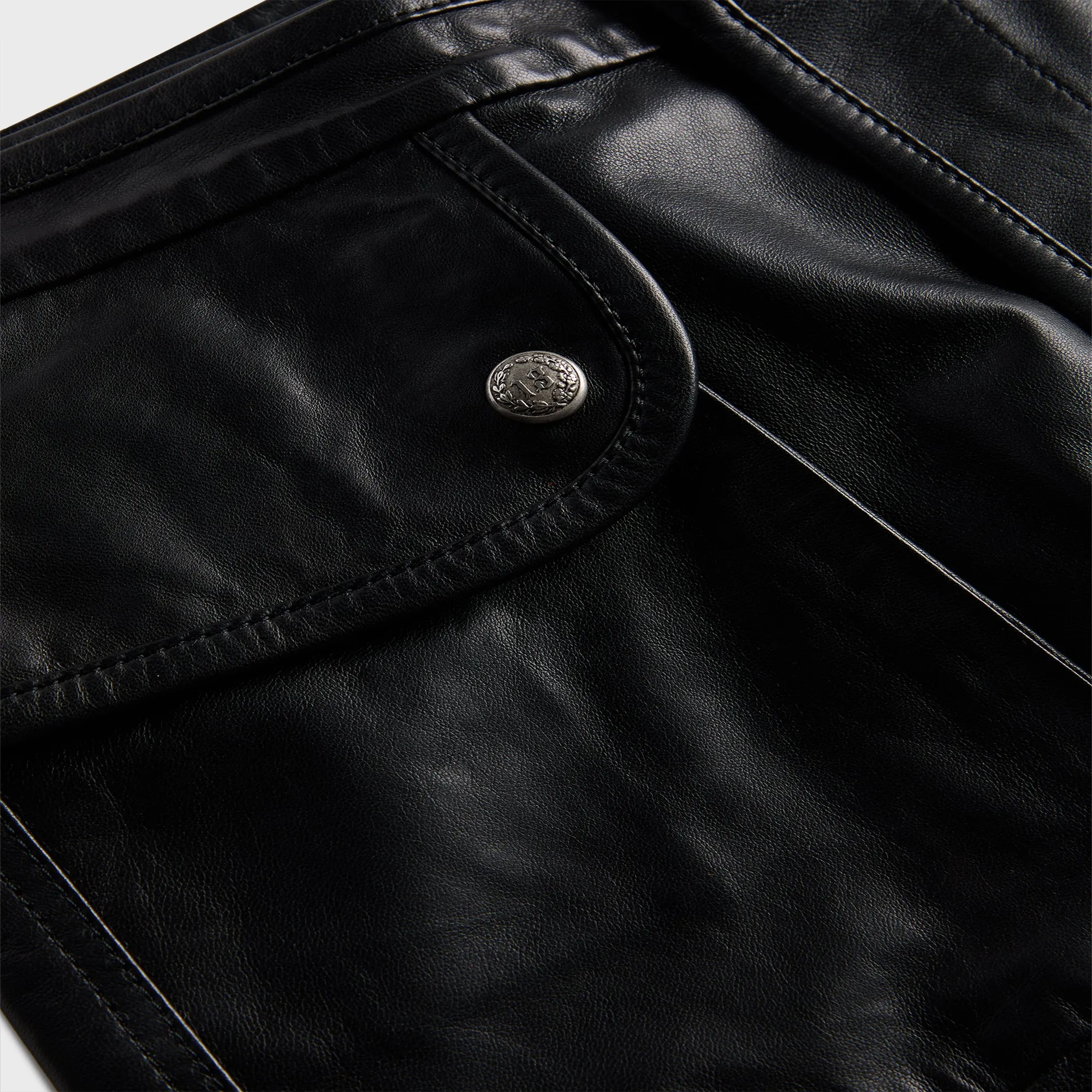 R13 Leather Layered Skirt - Black Breathable Satin feel