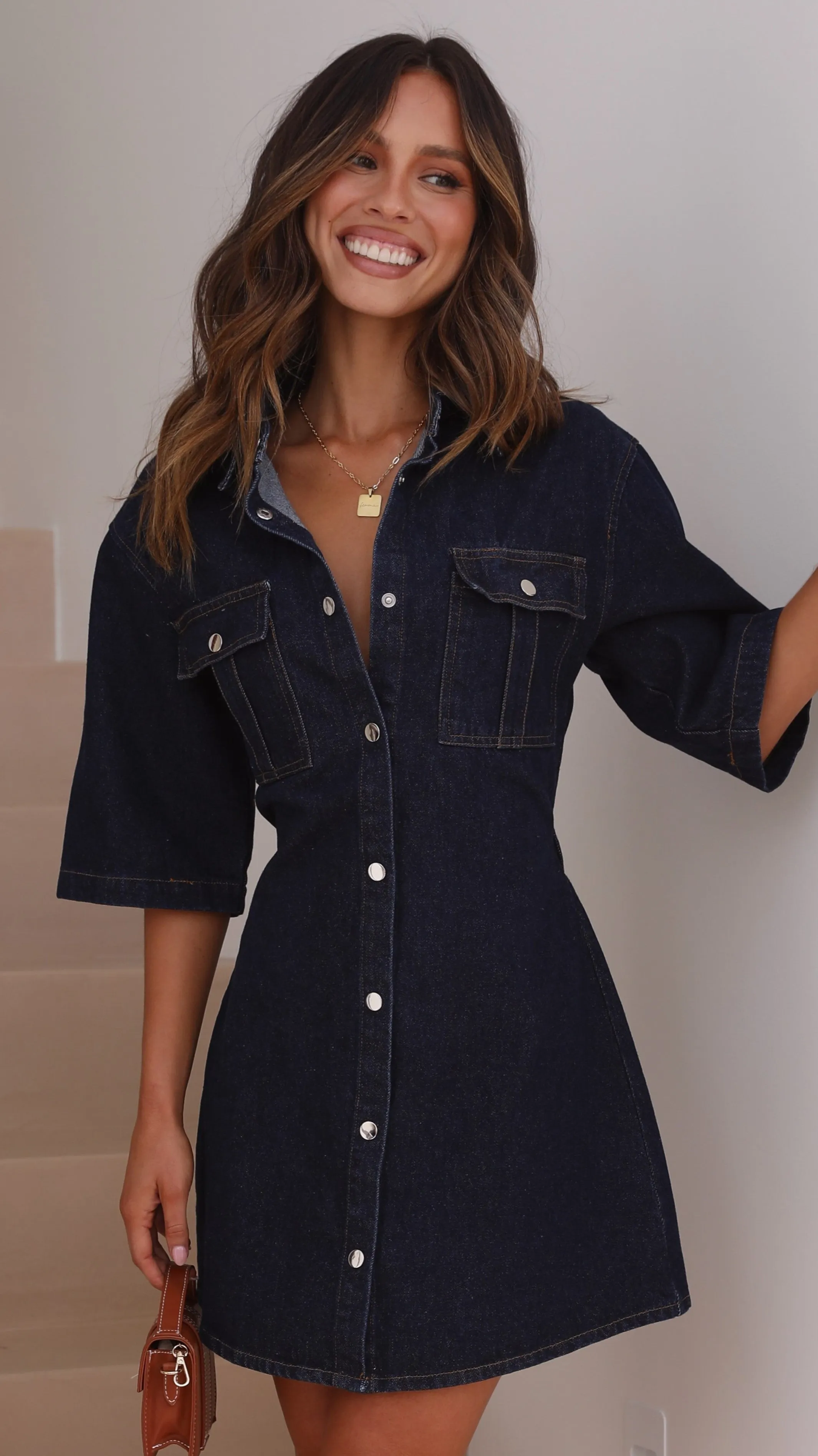 Raz Mini Dress - Dark Denim Breezy Comfort