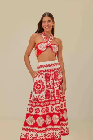 Breezy Look Mood Outfit Red Ainika Shell LENZING? ECOVERO? Euroflax? Maxi Skirt