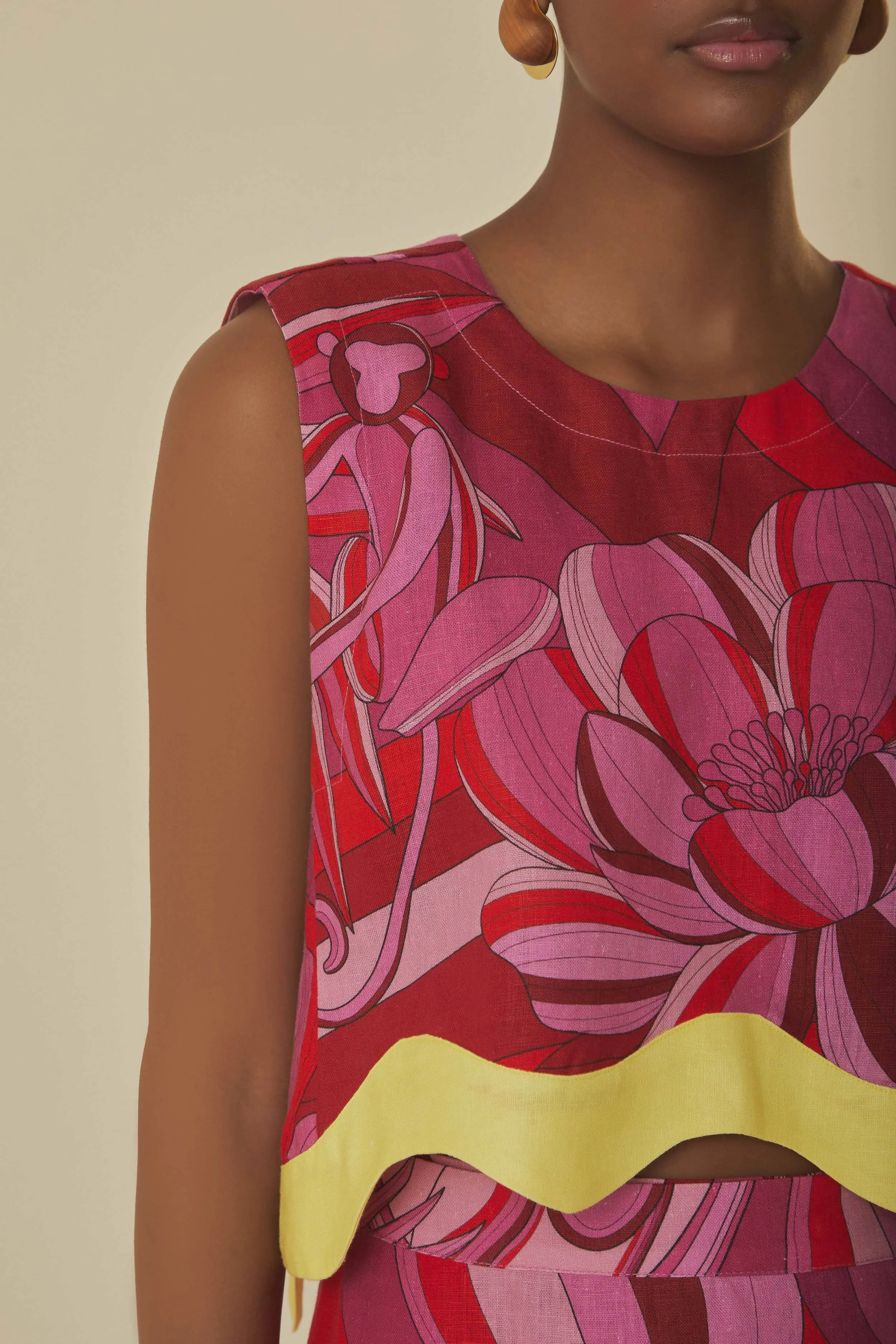 Adjustable Fastenings RecycledPolyester Red Endless Summer Crop Top