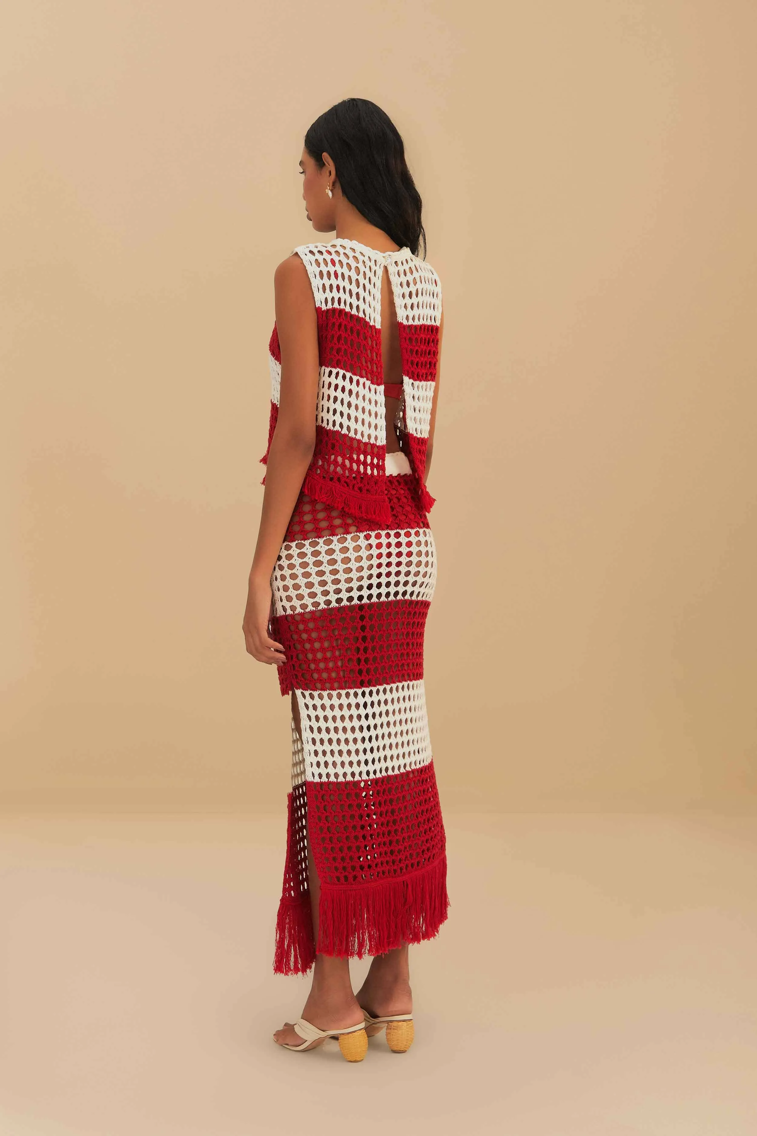 All Day Fit RED STRIPES CROCHET SKIRT