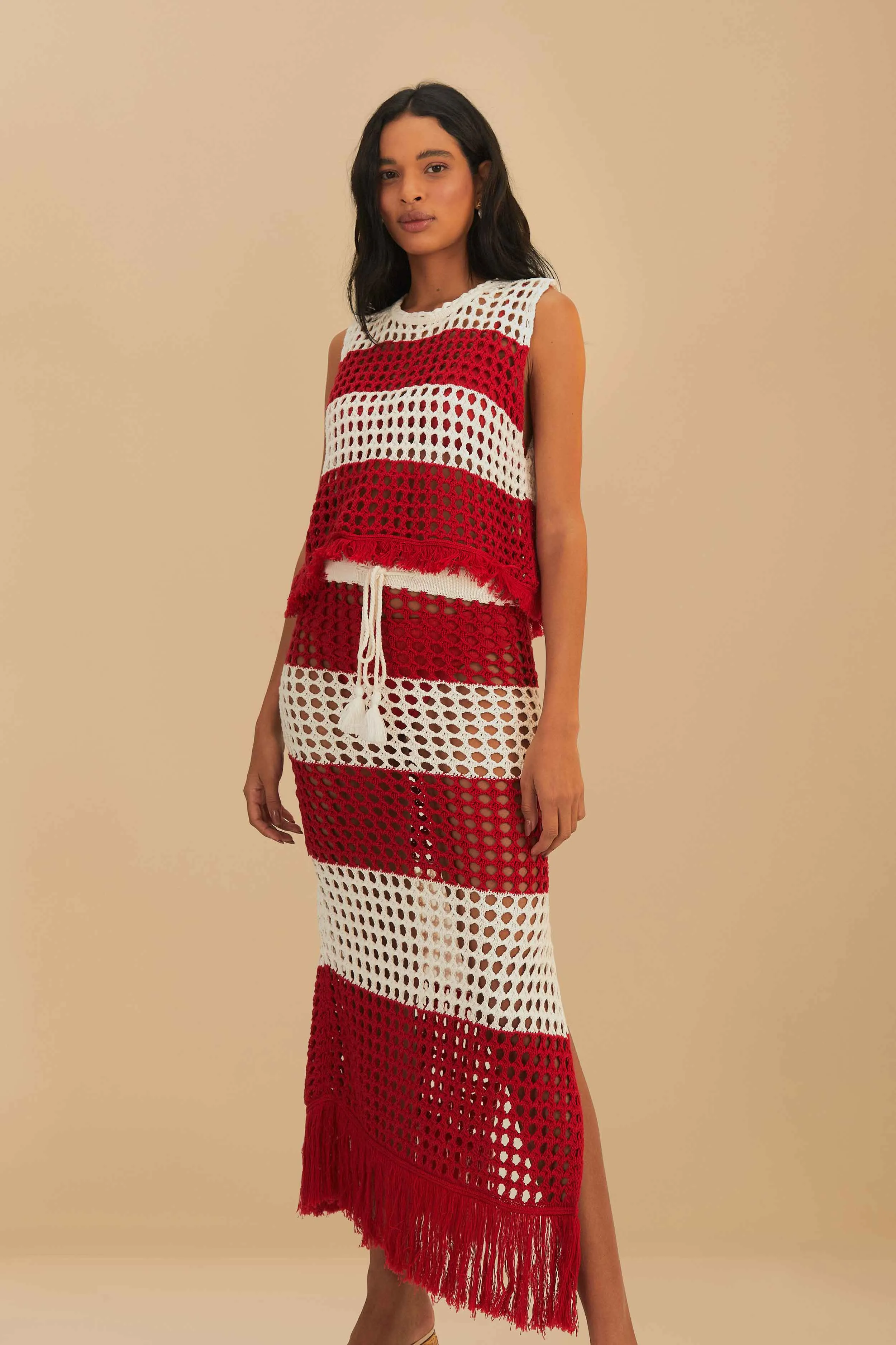 RED STRIPES CROCHET SKIRT Chill Mood