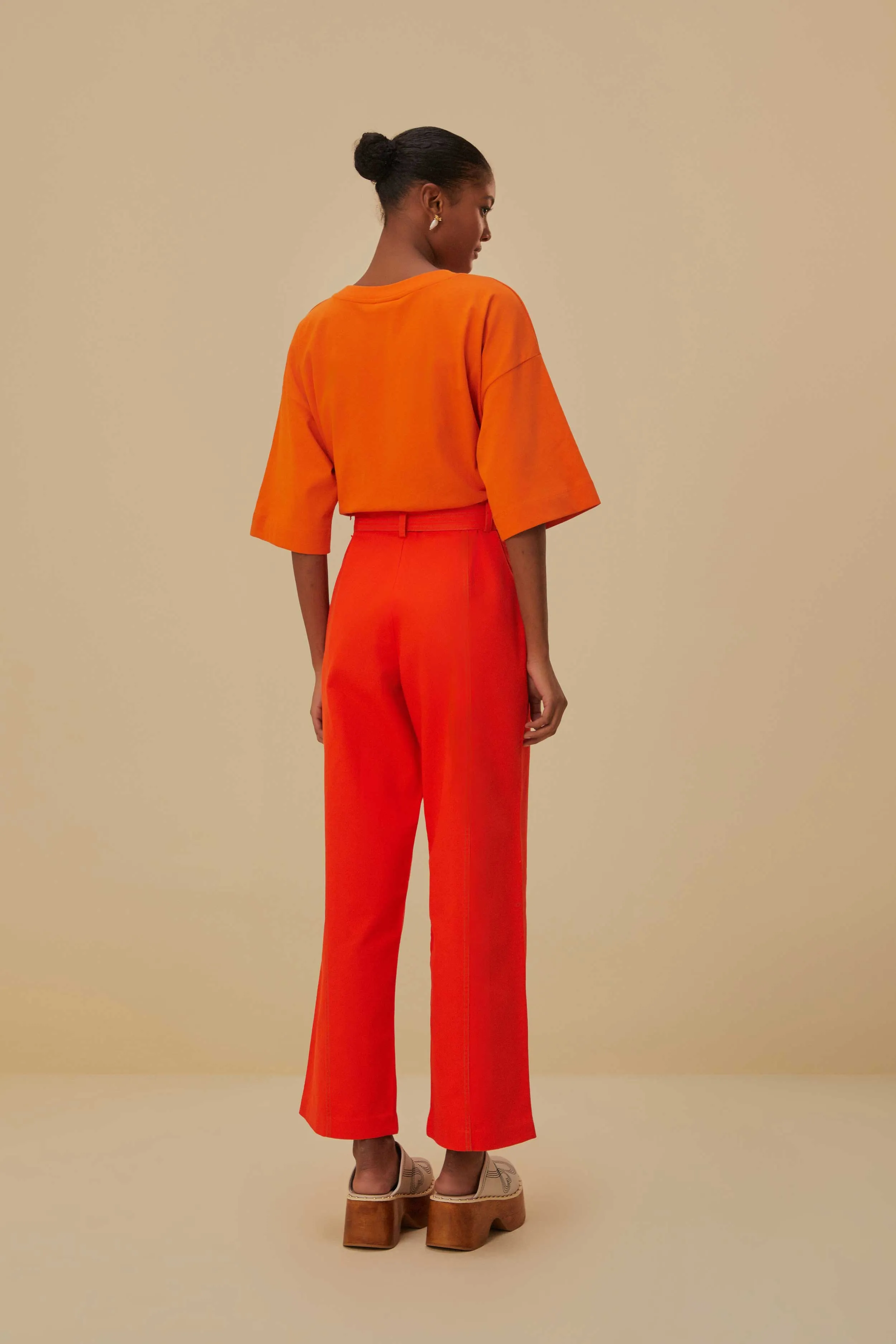 Red Wide Pants Plaid detail