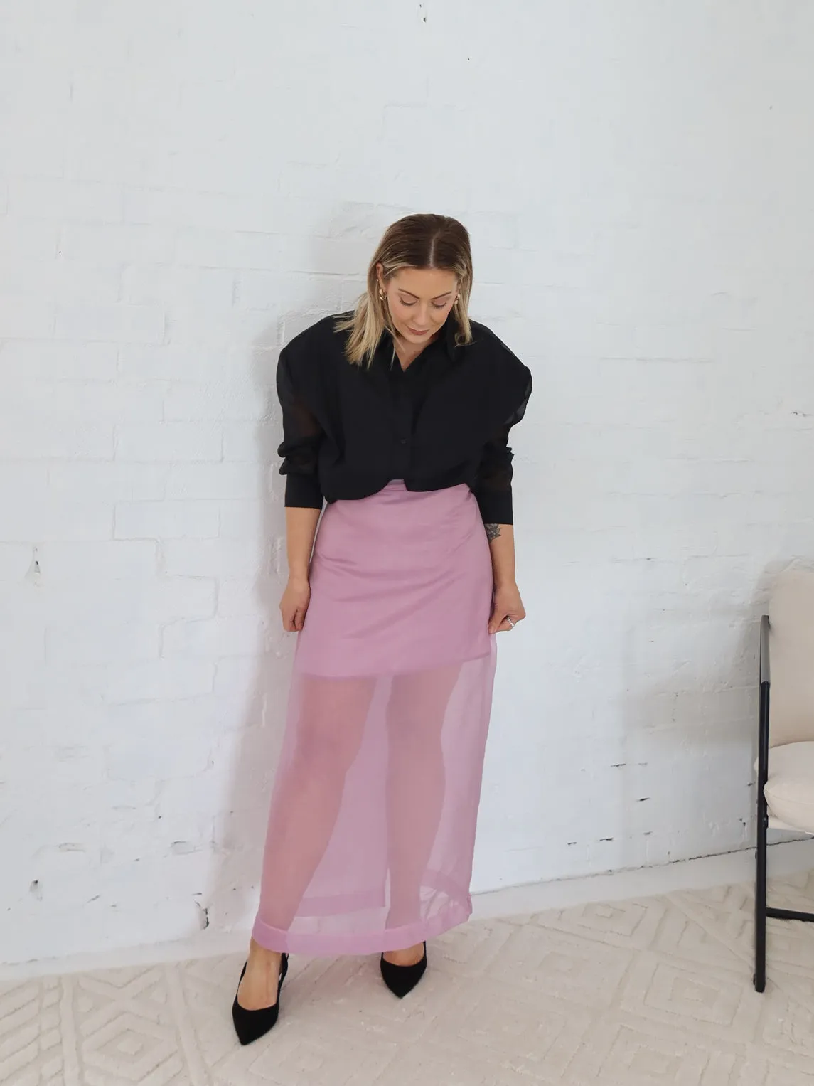 Sleek Detail Sophisticated Casual Remy Skirt- Lilac