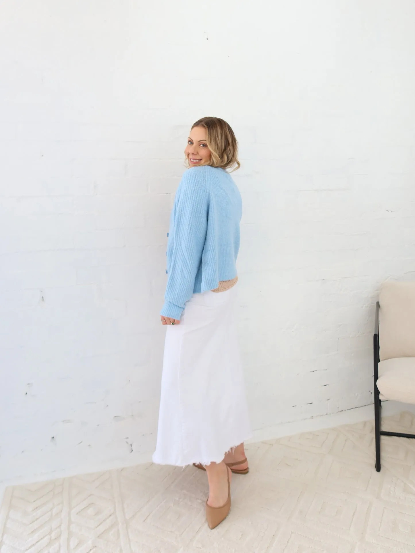 Quiet Style Seasonal special Asher Denim Skirt - White