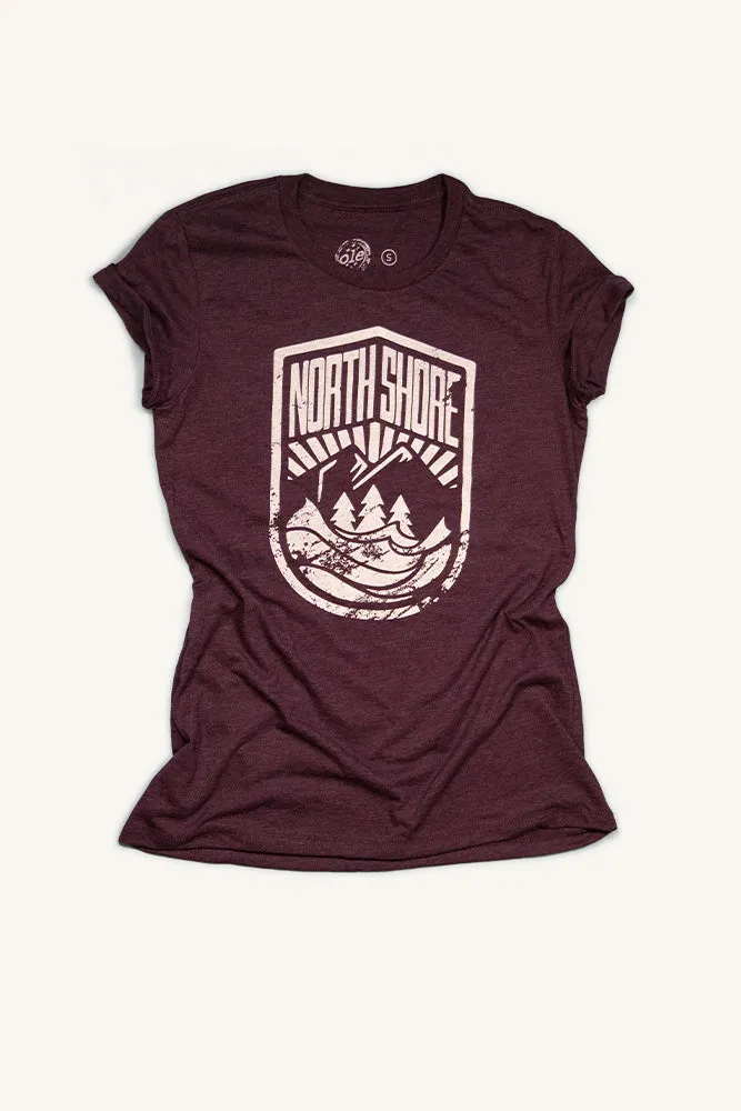 North Shore Crest T-shirt (Womens) TaglessDesign Scoop neck