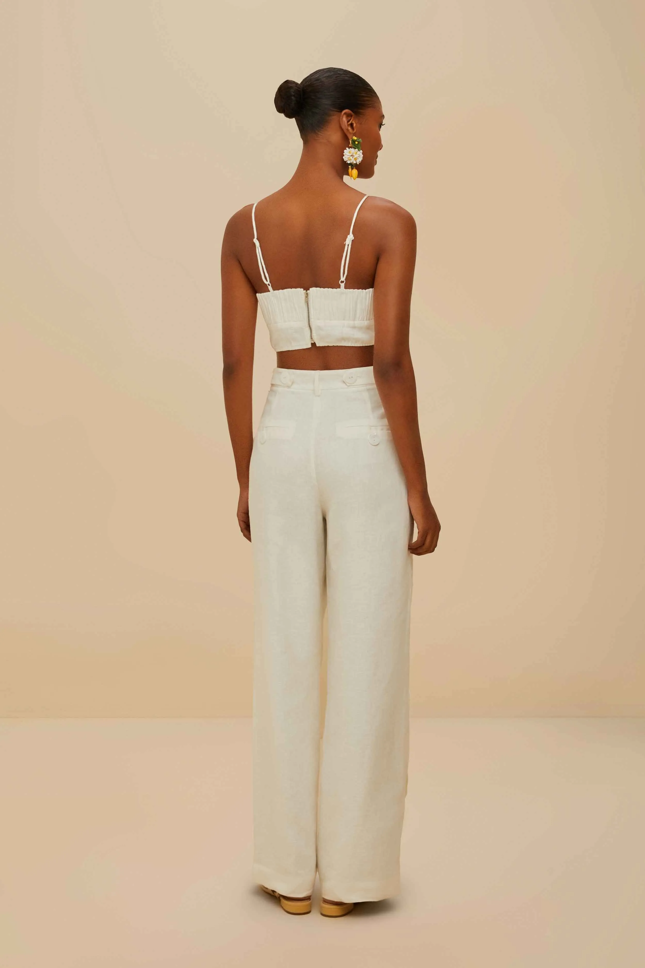 Off-White High Waisted Euroflax? Premium Linen Pants Relaxed Wear